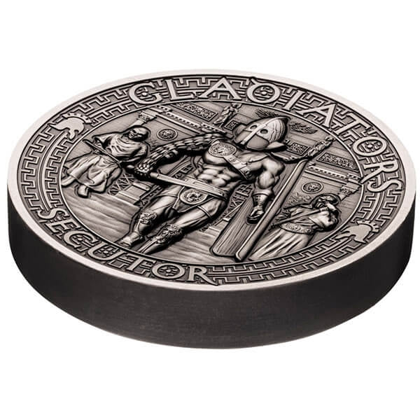 2017 Gladiators Secutor 2oz Antiqued Silver Coin - Image 2