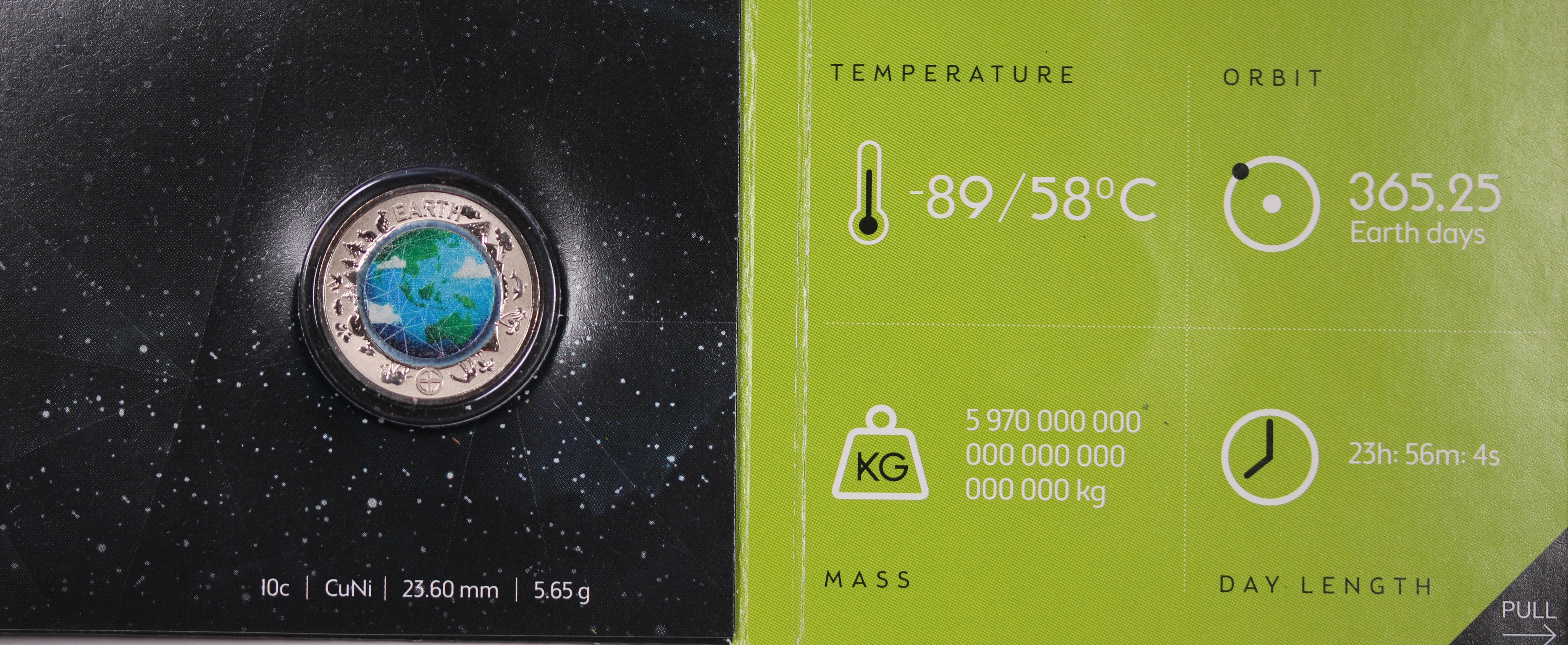 2017 Planetary 10 Cent Earth Individual Coin in Card - Image 2
