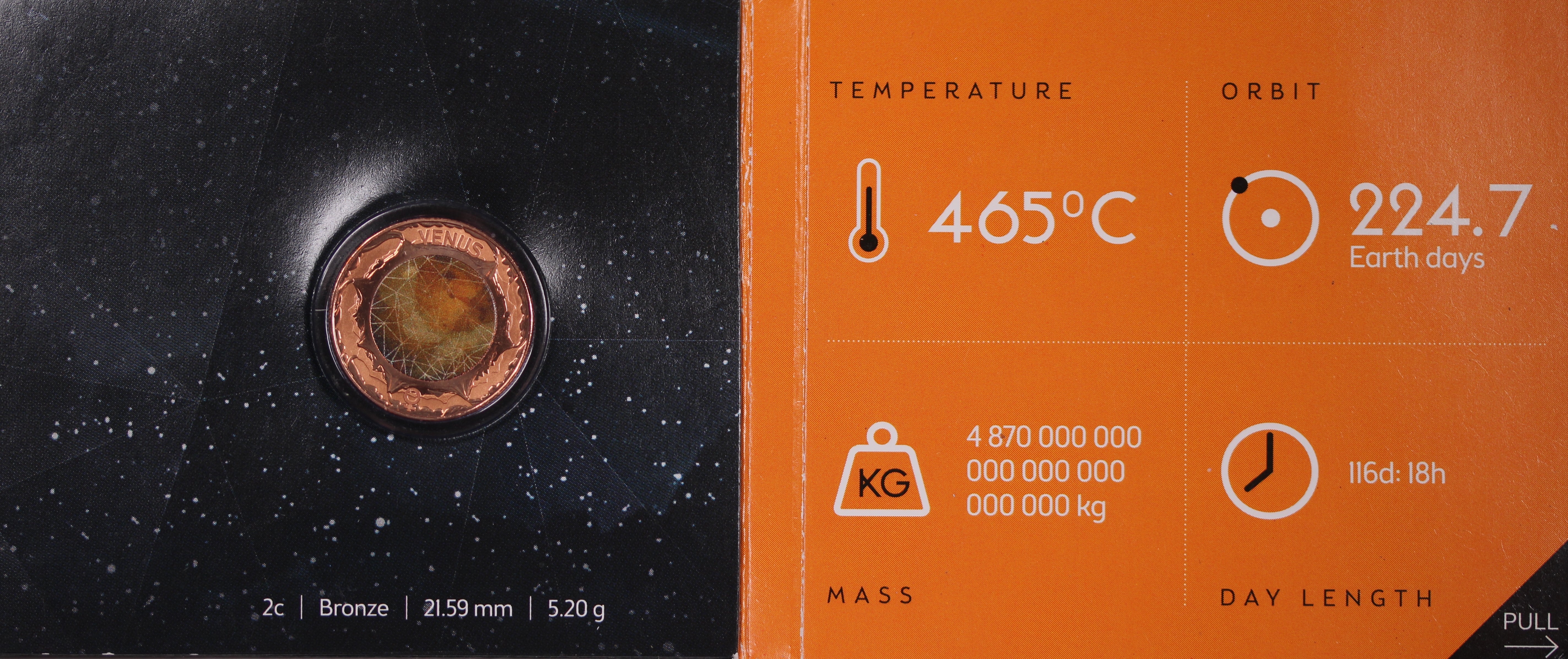 2017 Planetary 2 Cent Venus Individual Coin in Card - Image 2