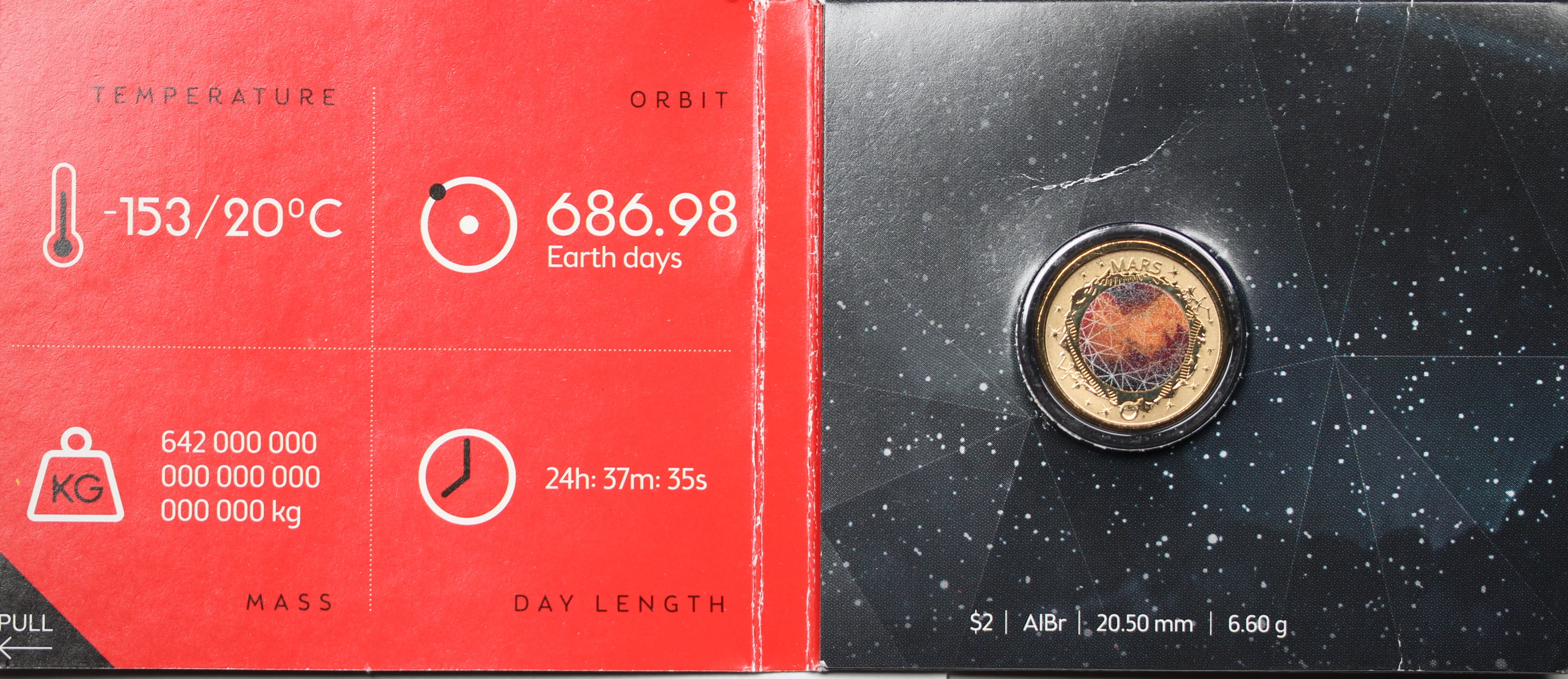 2017 Planetary $2 Mars Individual Coin in Card - Image 2