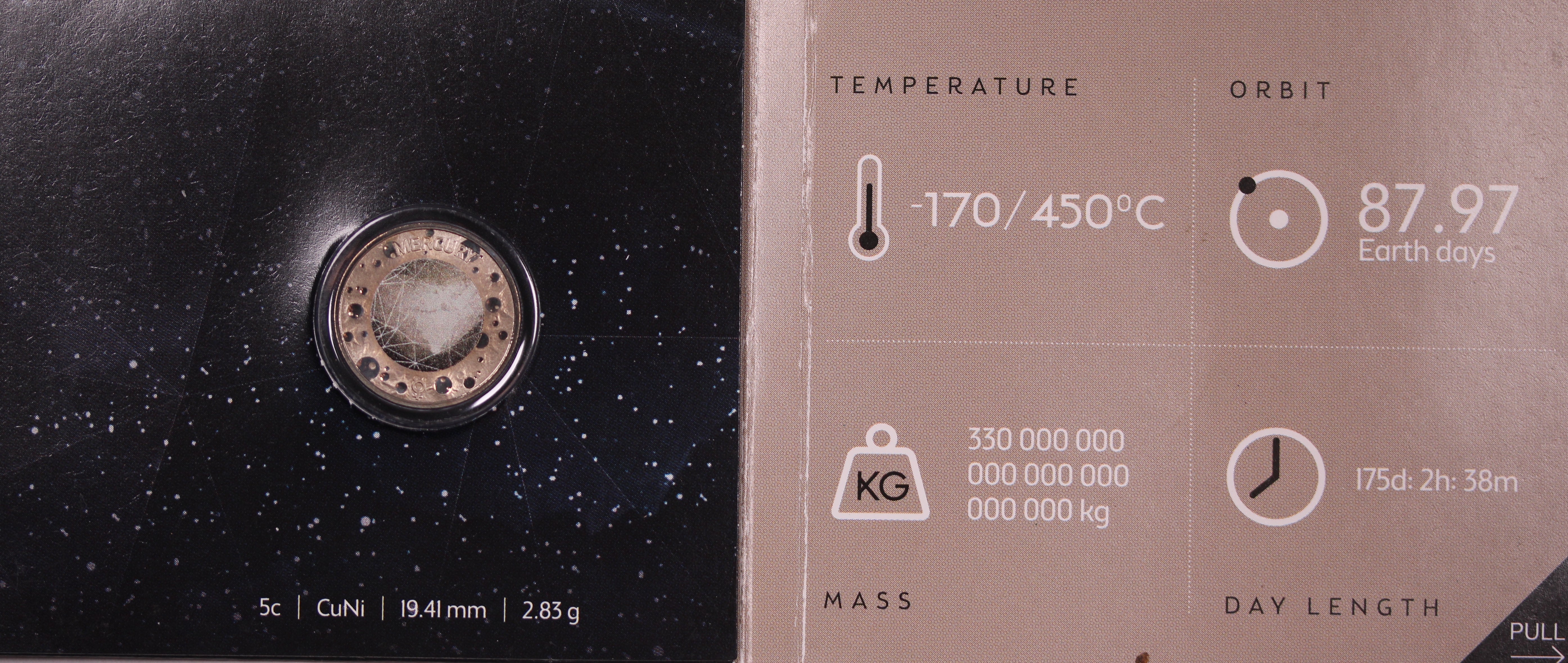 2017 Planetary 5 Cent Mercury Individual Coin in Card - Image 2