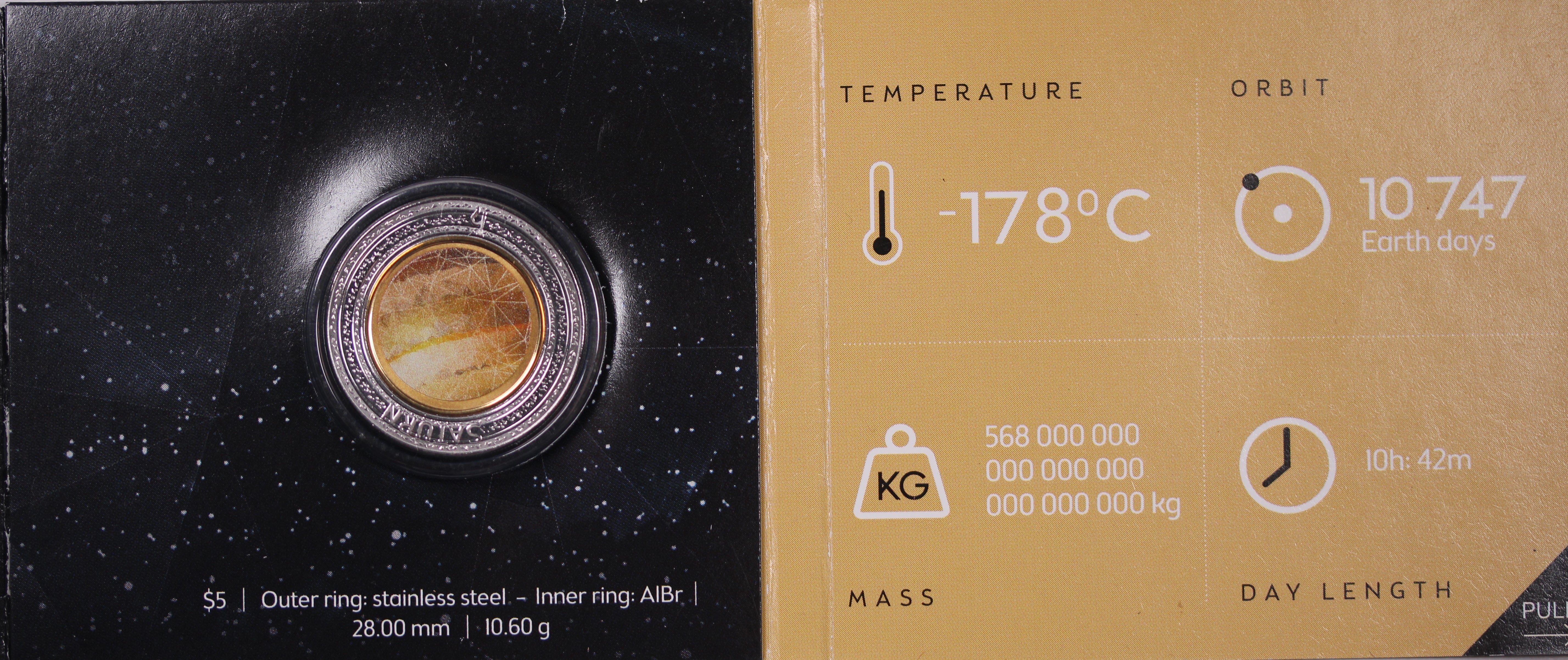 2017 Planetary $5 Saturn Individual Coin in Card - Image 2