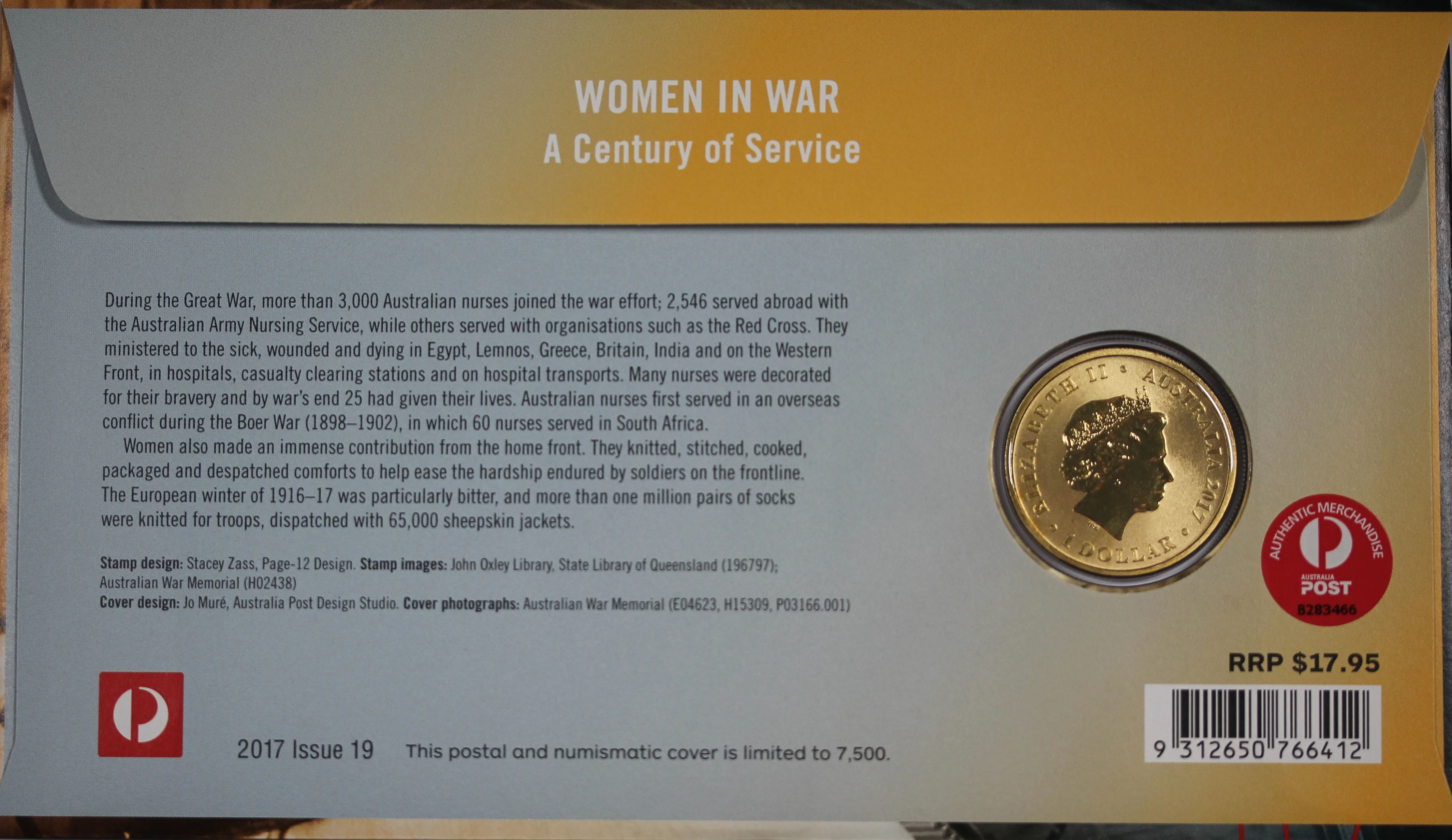 2017 Women in War A Century of Service $1 PNC - Image 2