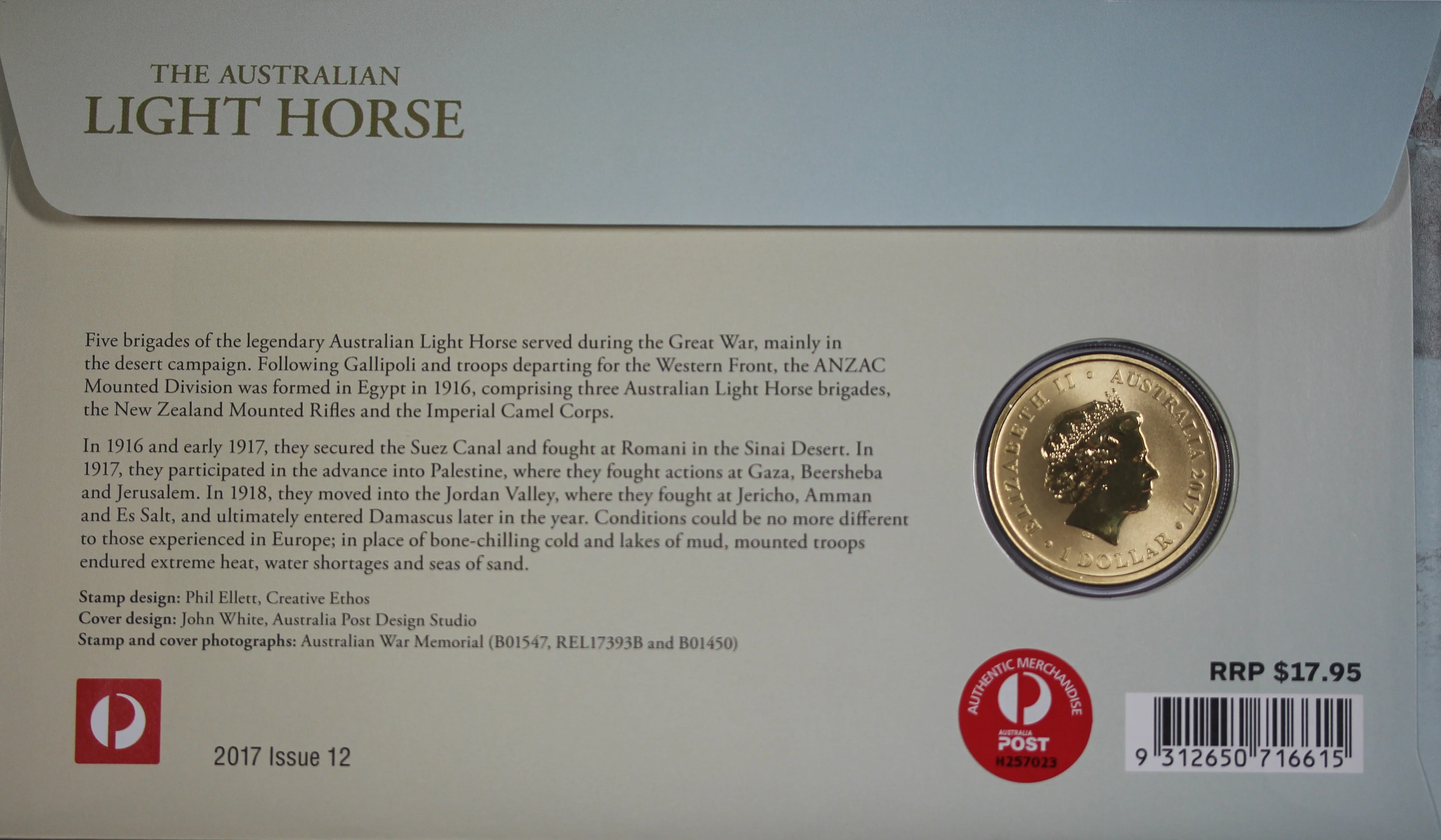 2017 WWI Australian Light Horse PNC $1 PNC - Image 2