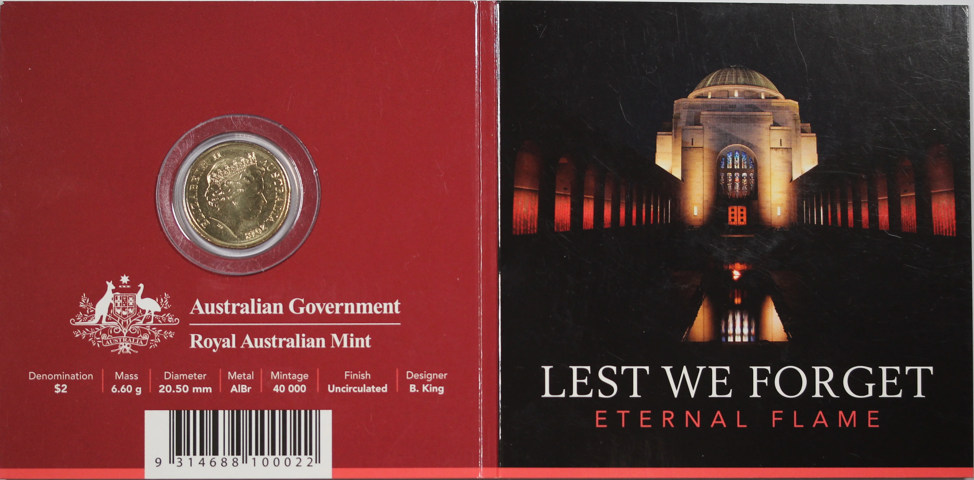 2018 $2 Eternal Flame C Mintmark in Card - Image 2