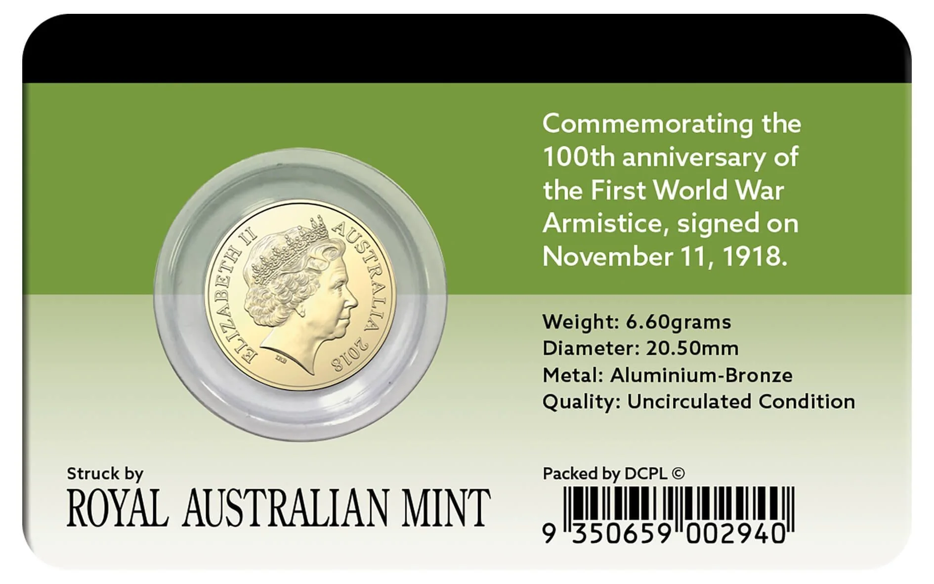 2018 $2 Remembrance Day Armistice Carded - Image 2