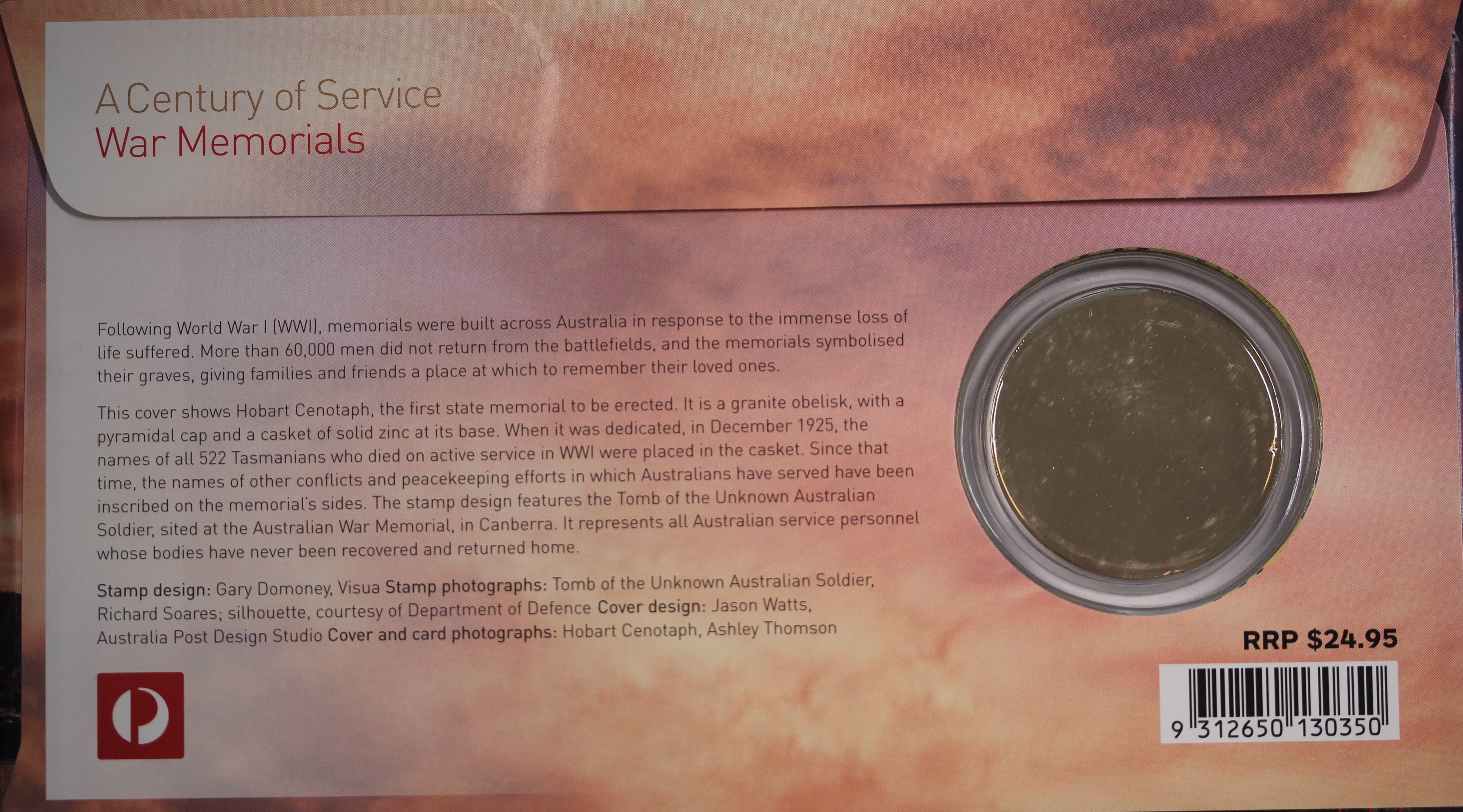 2018 A Centenary of Service War Memorials Medallion Cover - Image 2