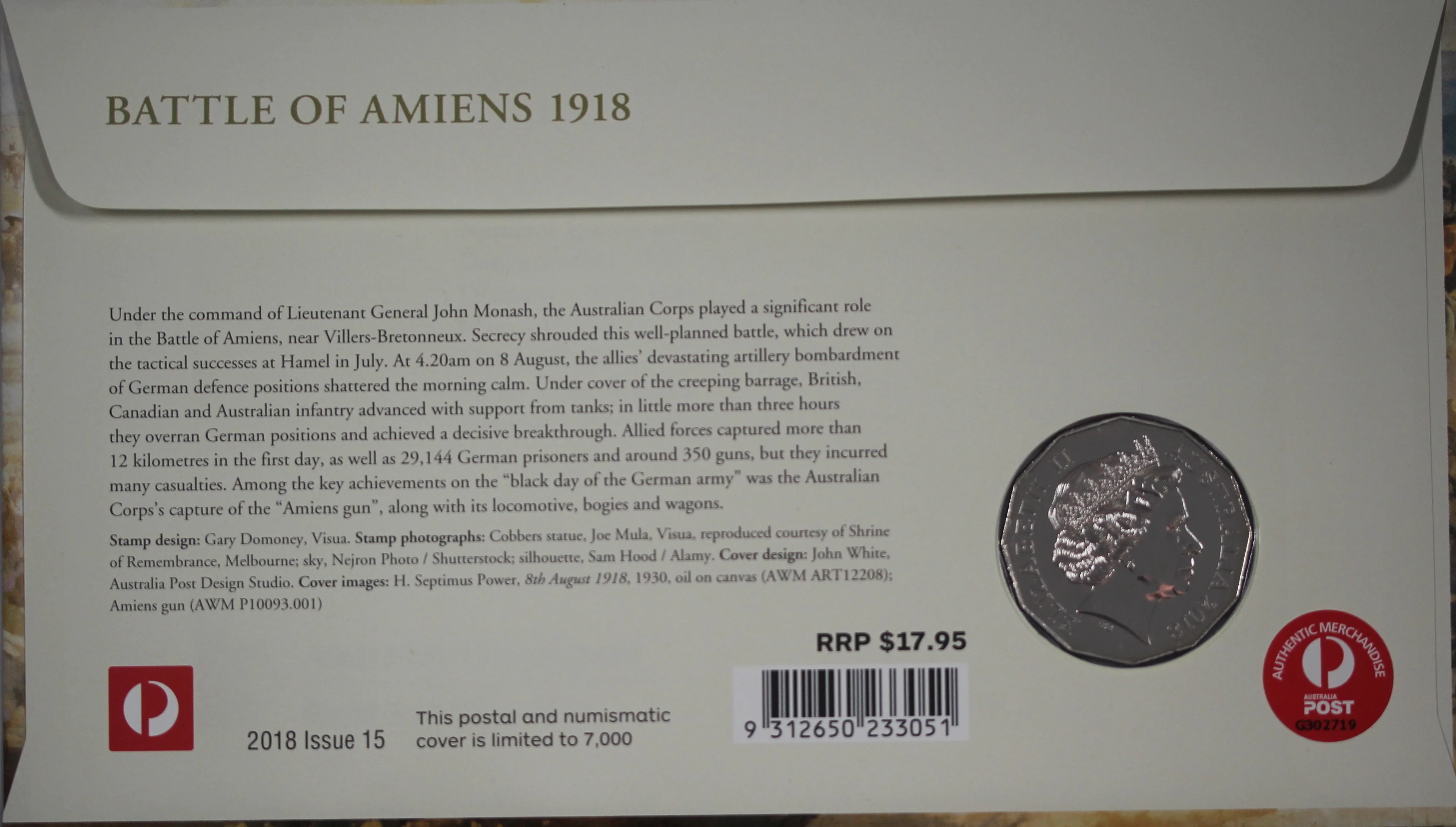 2018 Battle of Amiens 50c PNC - Image 2