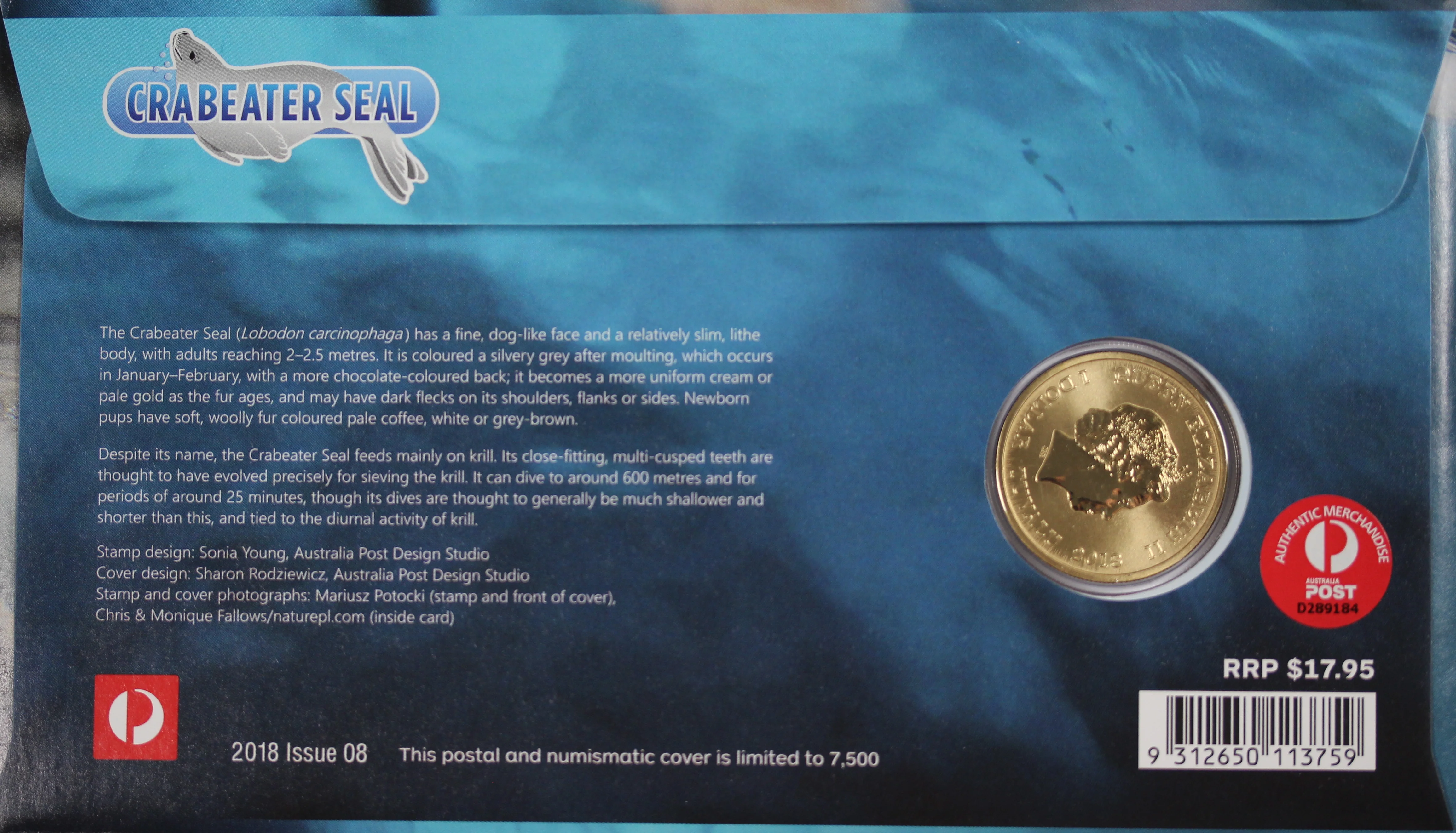 2018 Crabeater Seal $1 PNC - Image 2