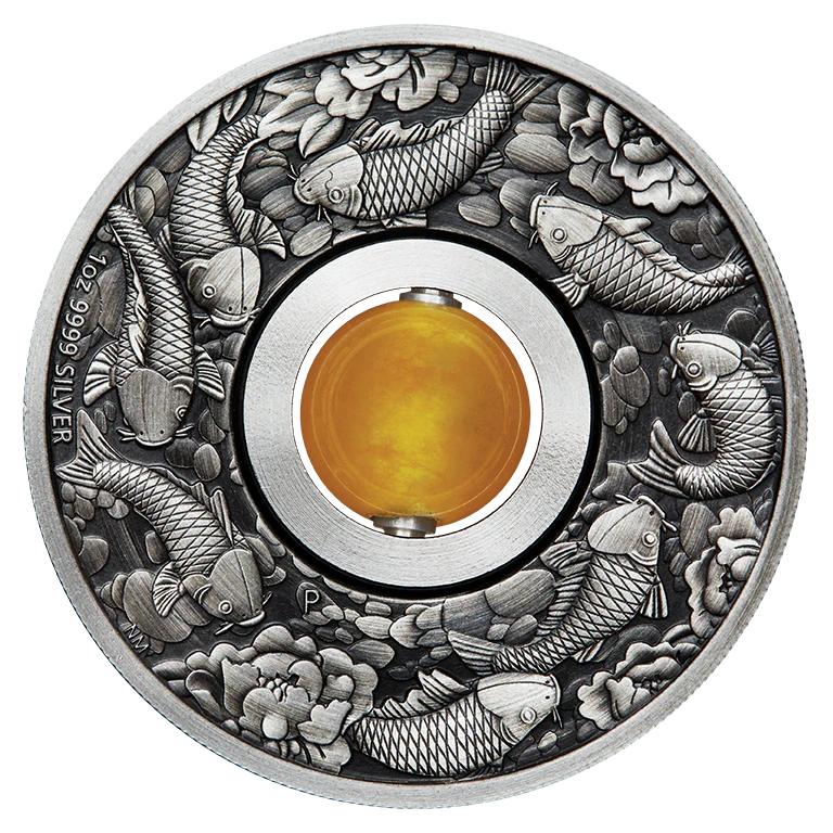 2018 Good Luck Rotating Charm 1oz Silver Antiqued Coin