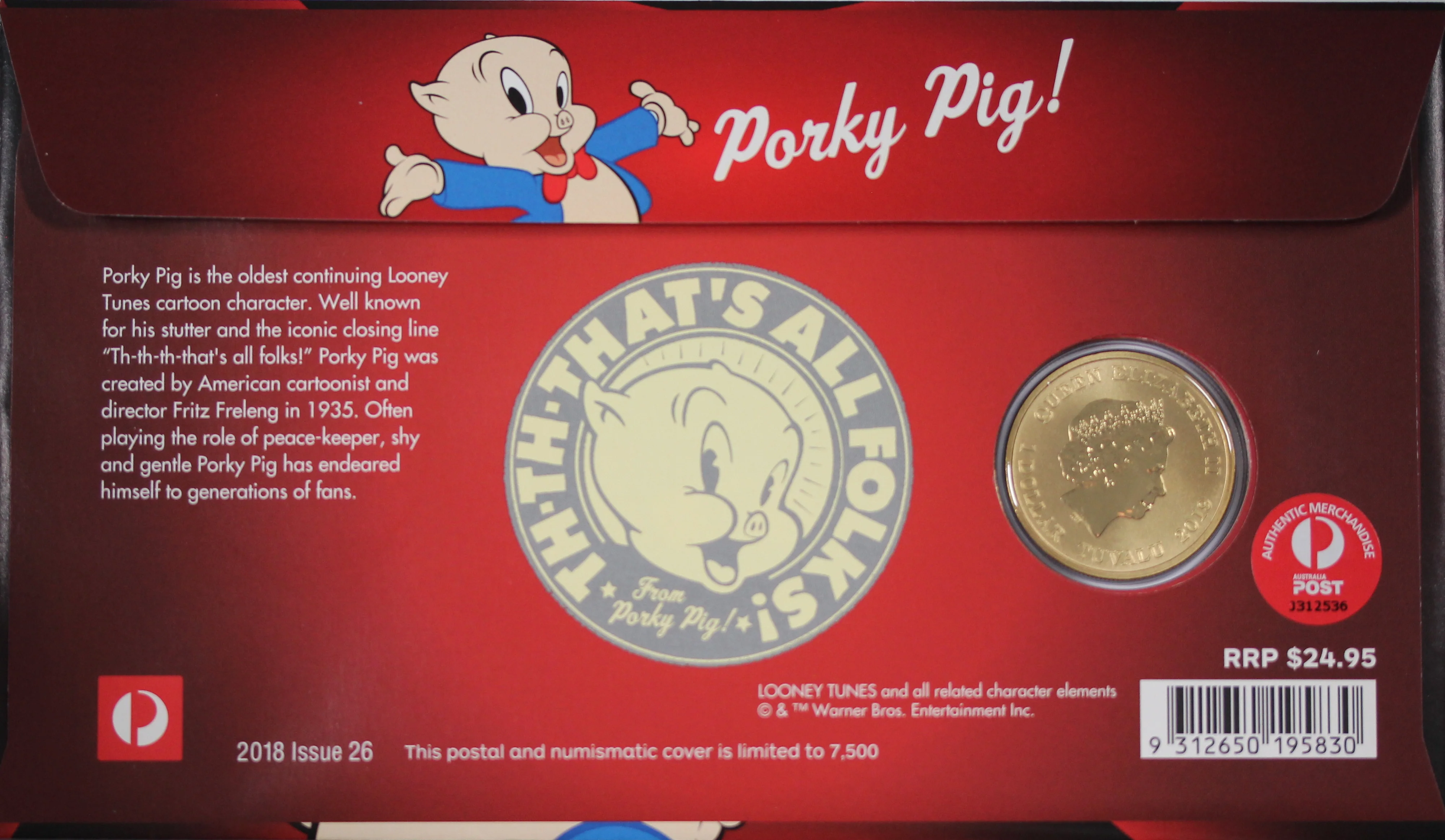 2018 Looney Tunes Porky Pig $1 PNC - Image 2