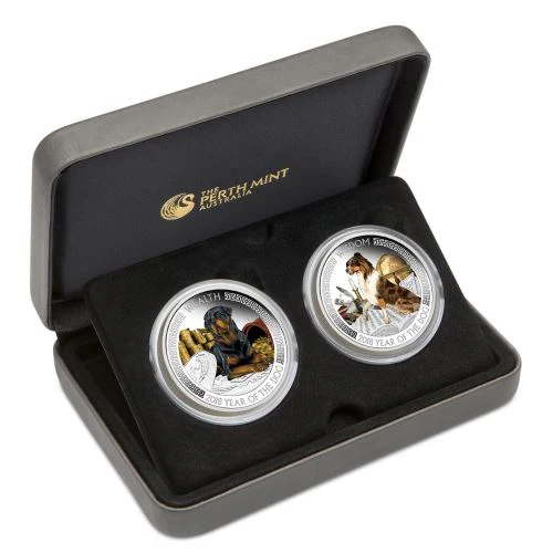 2018 Lunar Good Fortune Dog 2x 1oz Silver Proof Set - Image 3