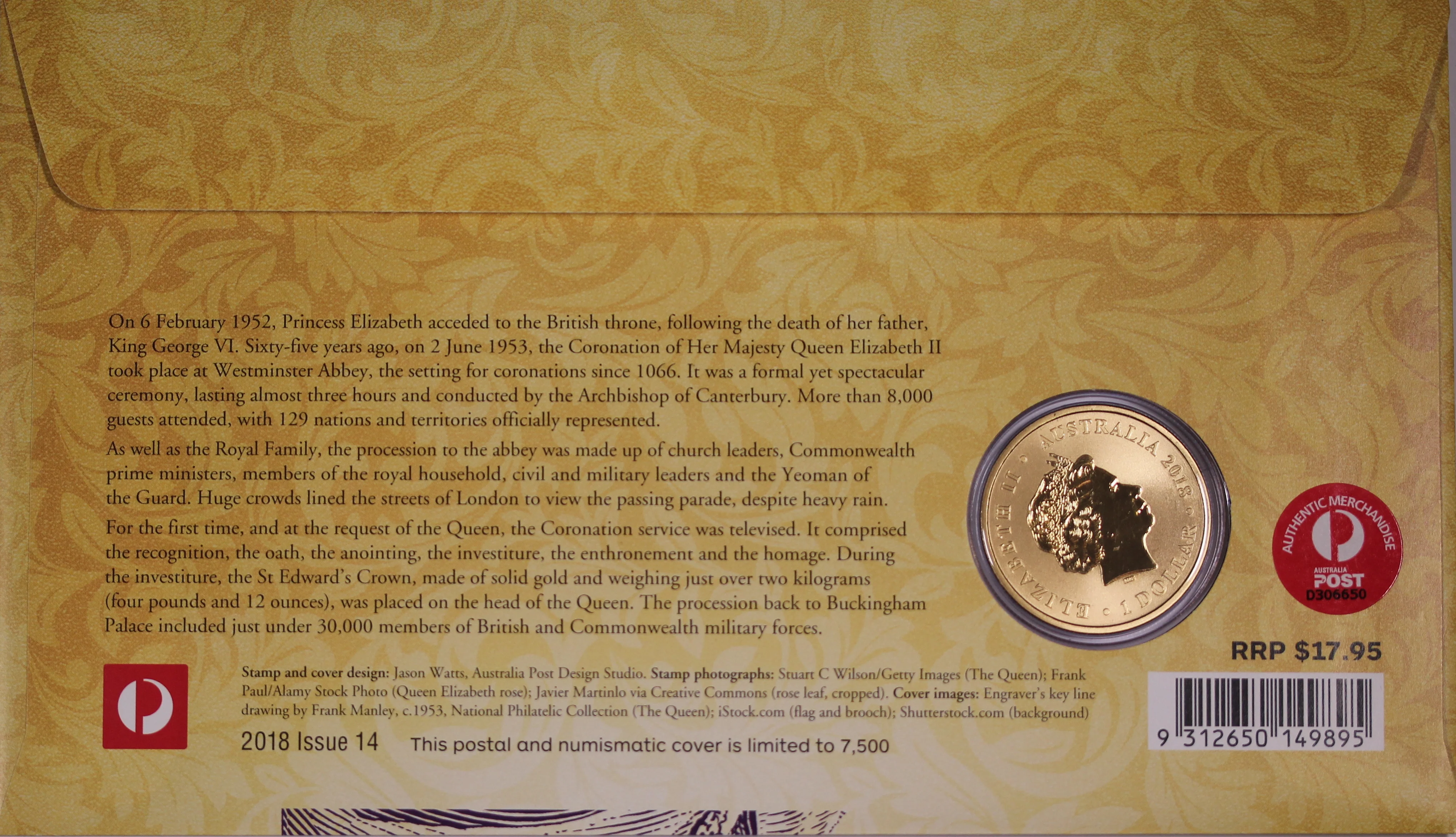 2018 QEII 65th Anniversary of Coronation $1 PNC - Image 2