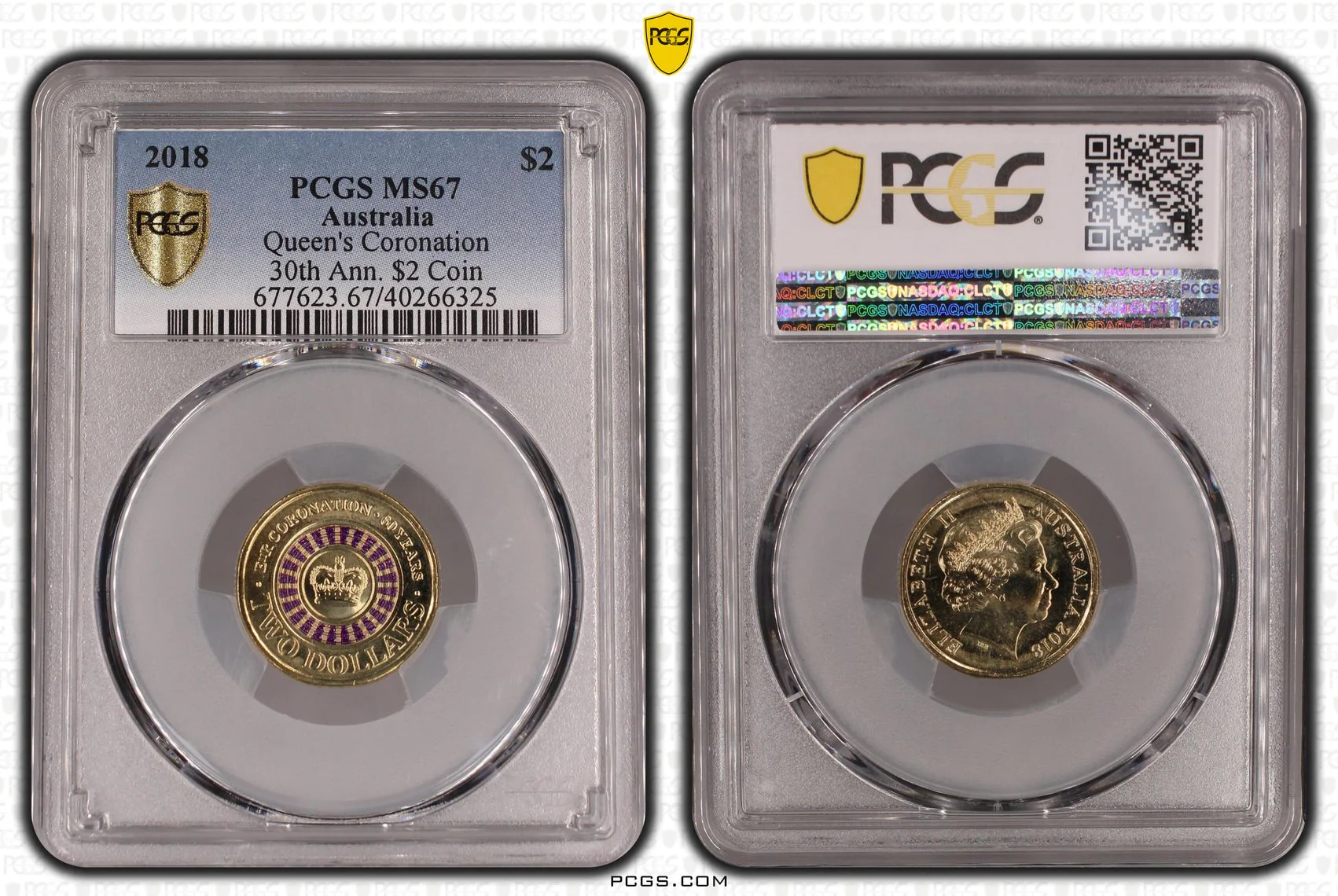 2018 QEII Purple Coronation $2 MS67 - Image 3