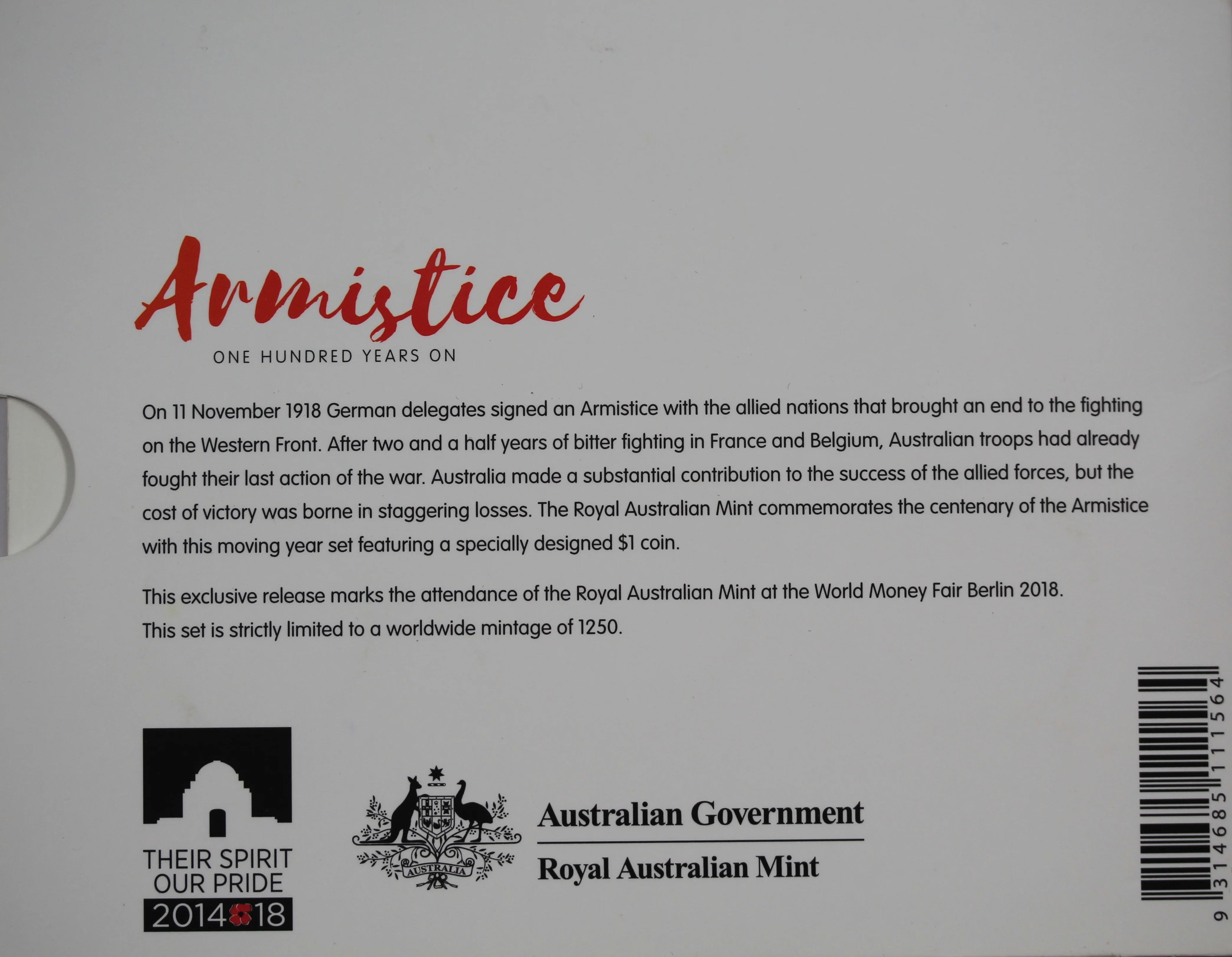 2018 Armistice World Money Fair Mint Set - Image 2