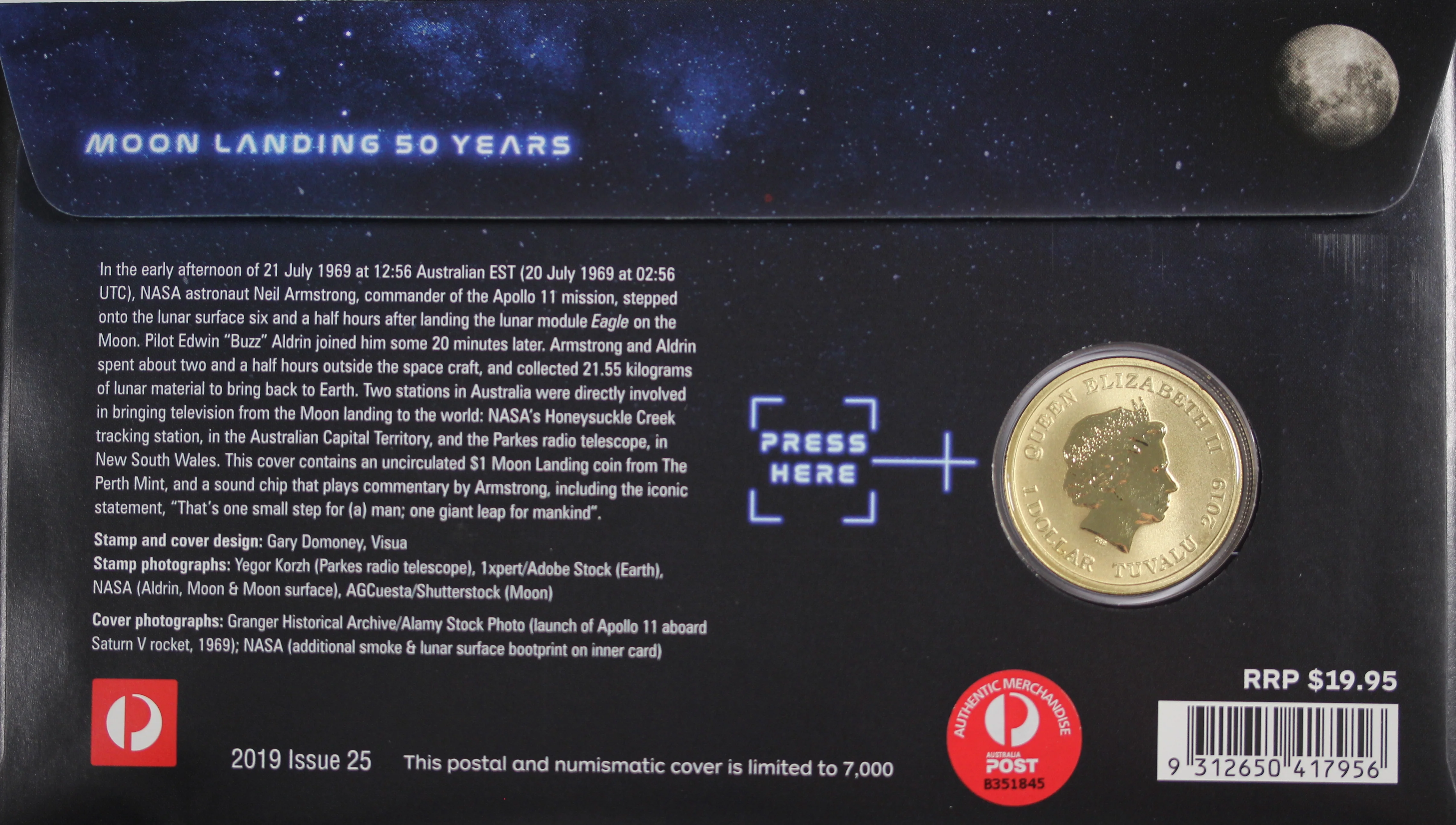 2019 50th Anniversary of Moon Landing $1 PNC - Image 2