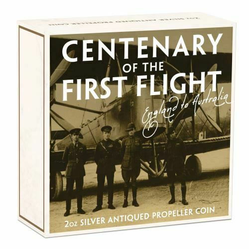 2019 Centenary of the First Flight England to Australia 2oz Silver Antiqued Coin - Image 5