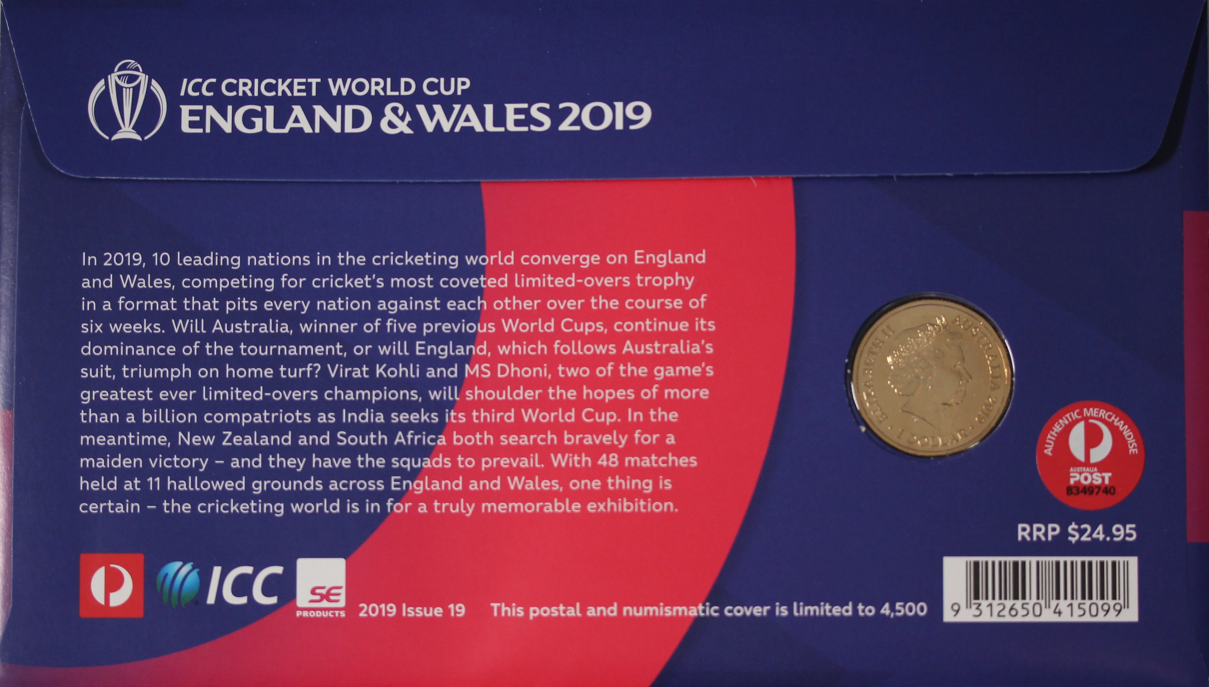 2019 ICC Cricket World Cup England and Wales $1 PNC - Image 2