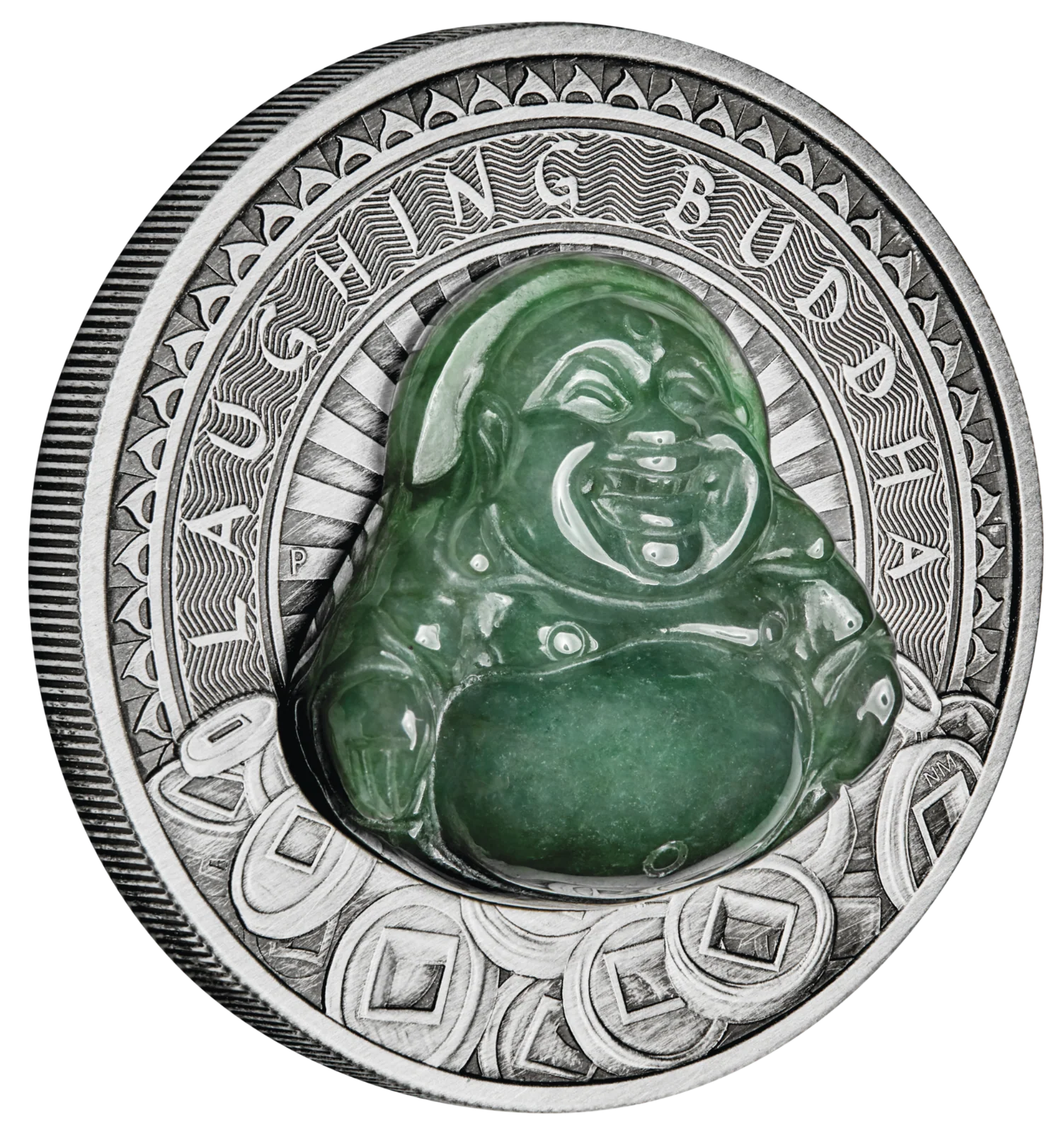 2019 Laughing Buddha 1oz Silver Antiqued Coin
