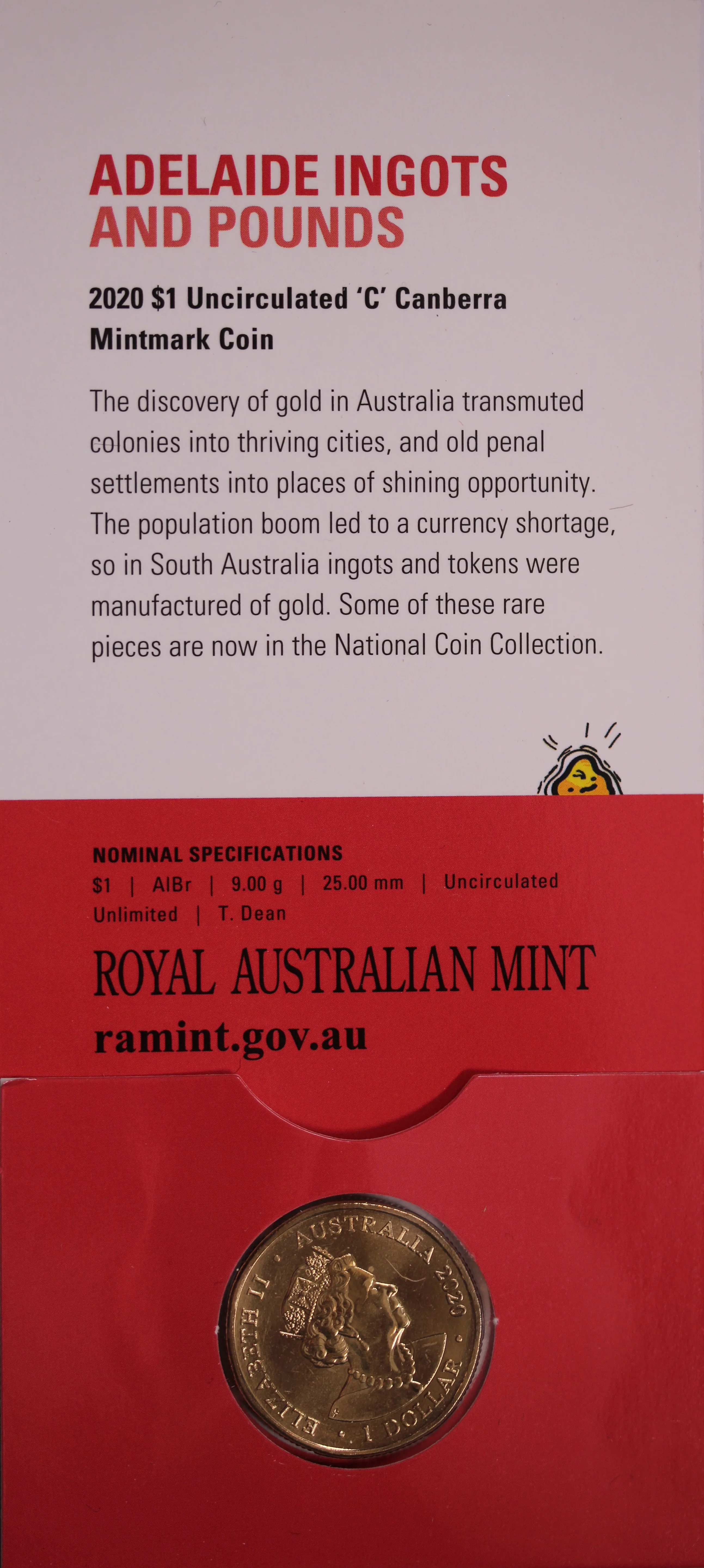 2020 $1 Eureka! Australia's Gold Rush Adelaide Ingots and Pounds - 'C' Mintmark - Image 2
