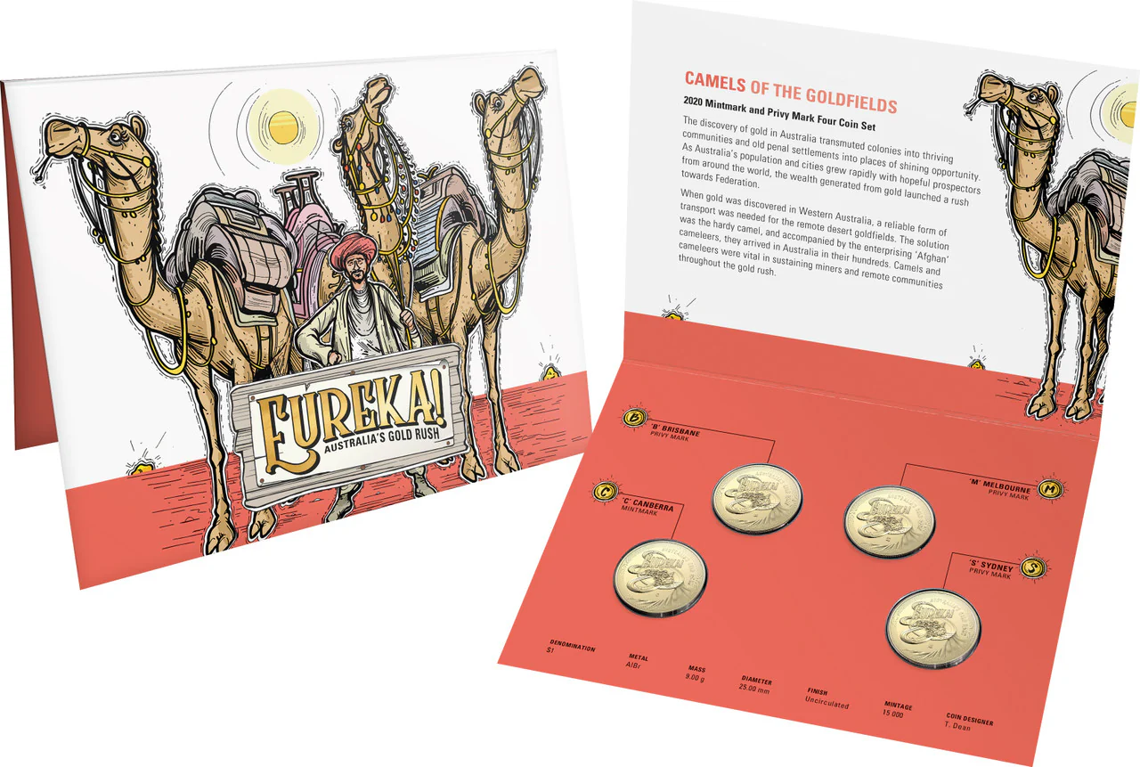 2020 $1 Eureka Australia's Gold Rush Uncirculated 4 Coin Set