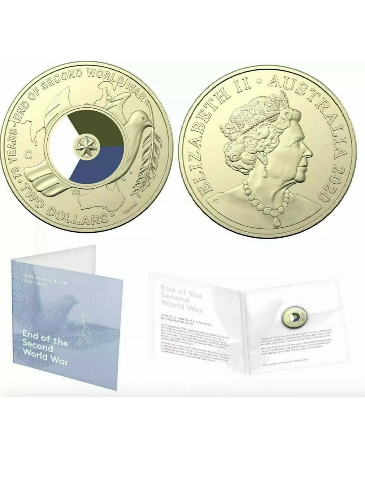 2020 $2 End of WWII C Mintmark Coin - Image 2
