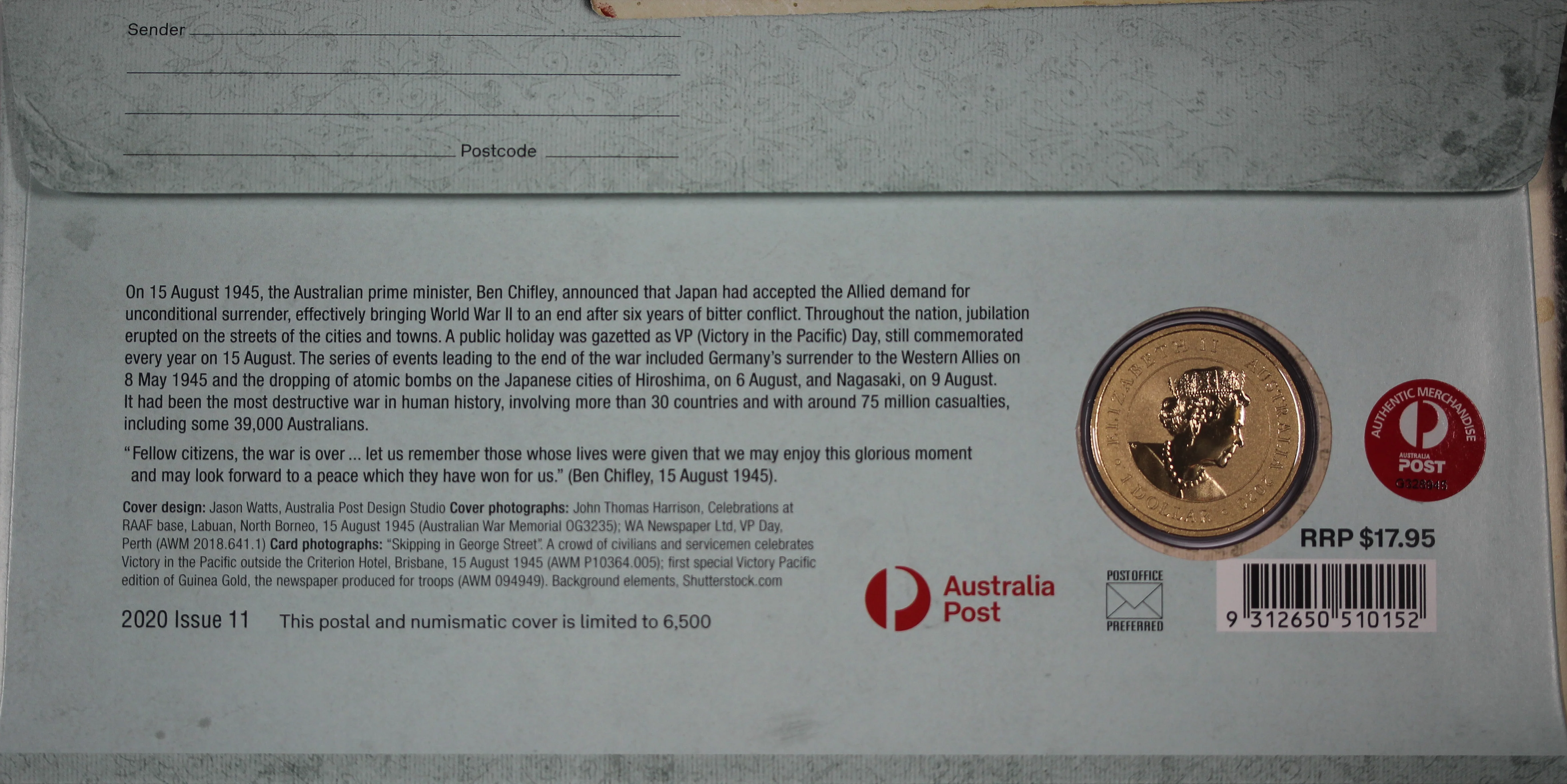 2020 75th Anniversary Victory in the Pacific $1 PNC - Image 2