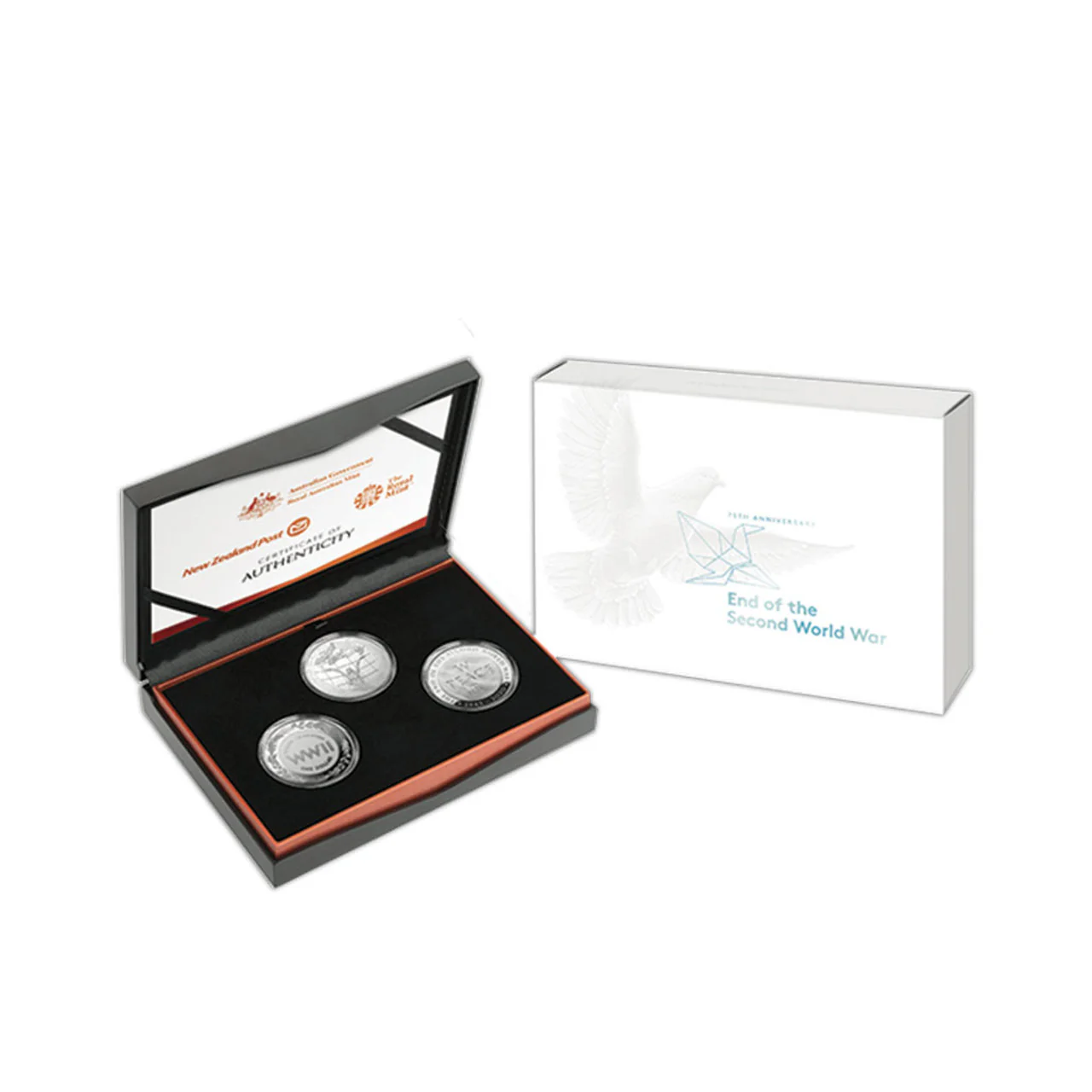 2020 End of the Second World War 75th Anniversary Set of 3 1oz Silver Proof Coins - Image 2