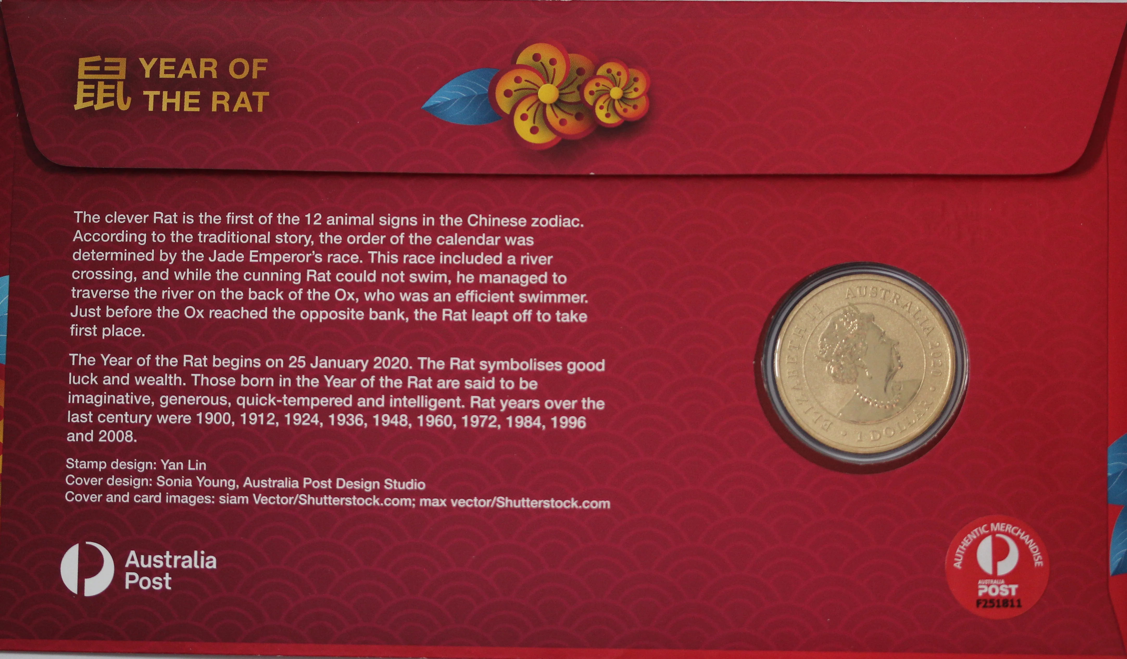 2020 Perth ANDA Lunar Year of the Rat $1 PNC - Image 2