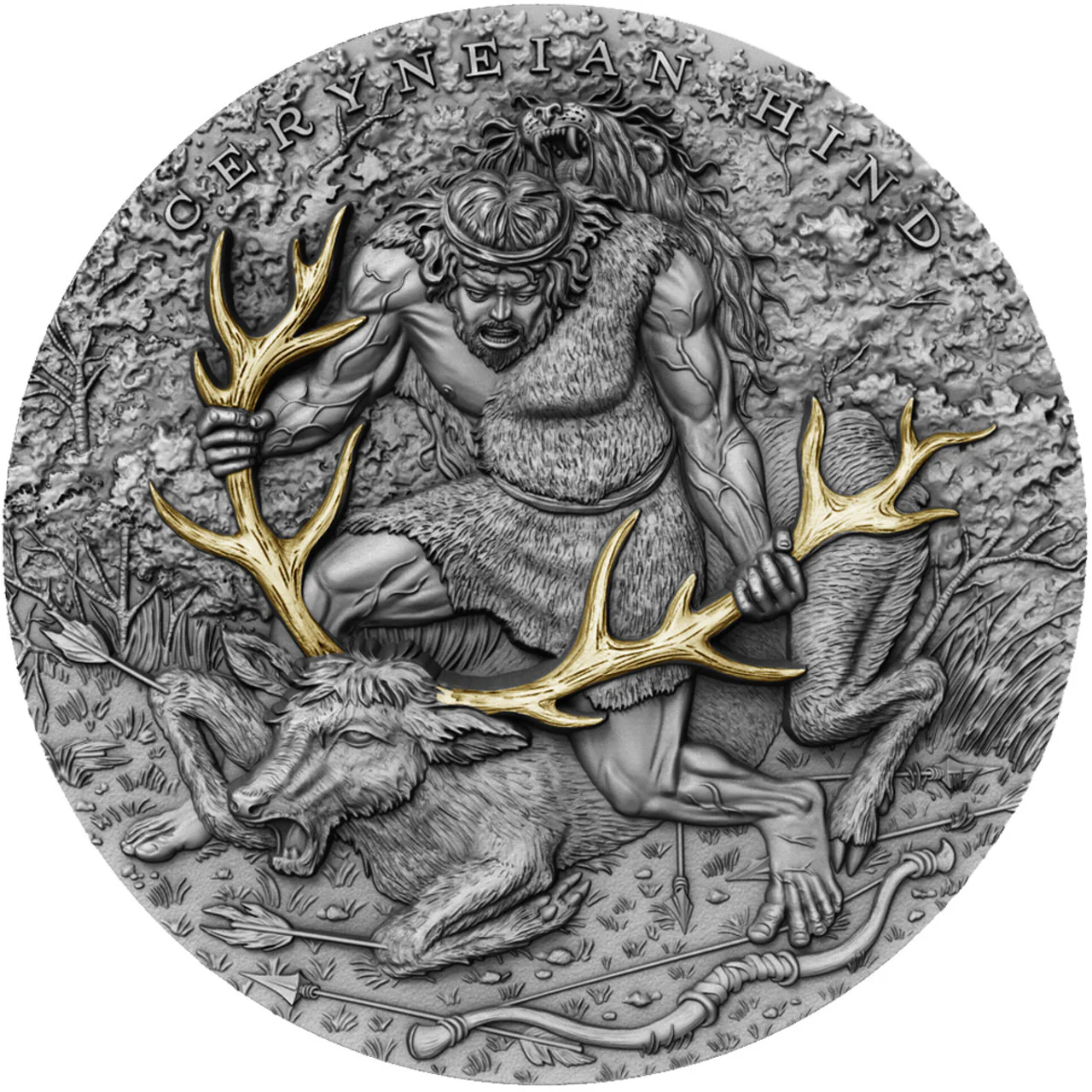 2020 Twelve Labours of Hercules Series - Ceryneian Hind 2oz Silver High Relief Coin