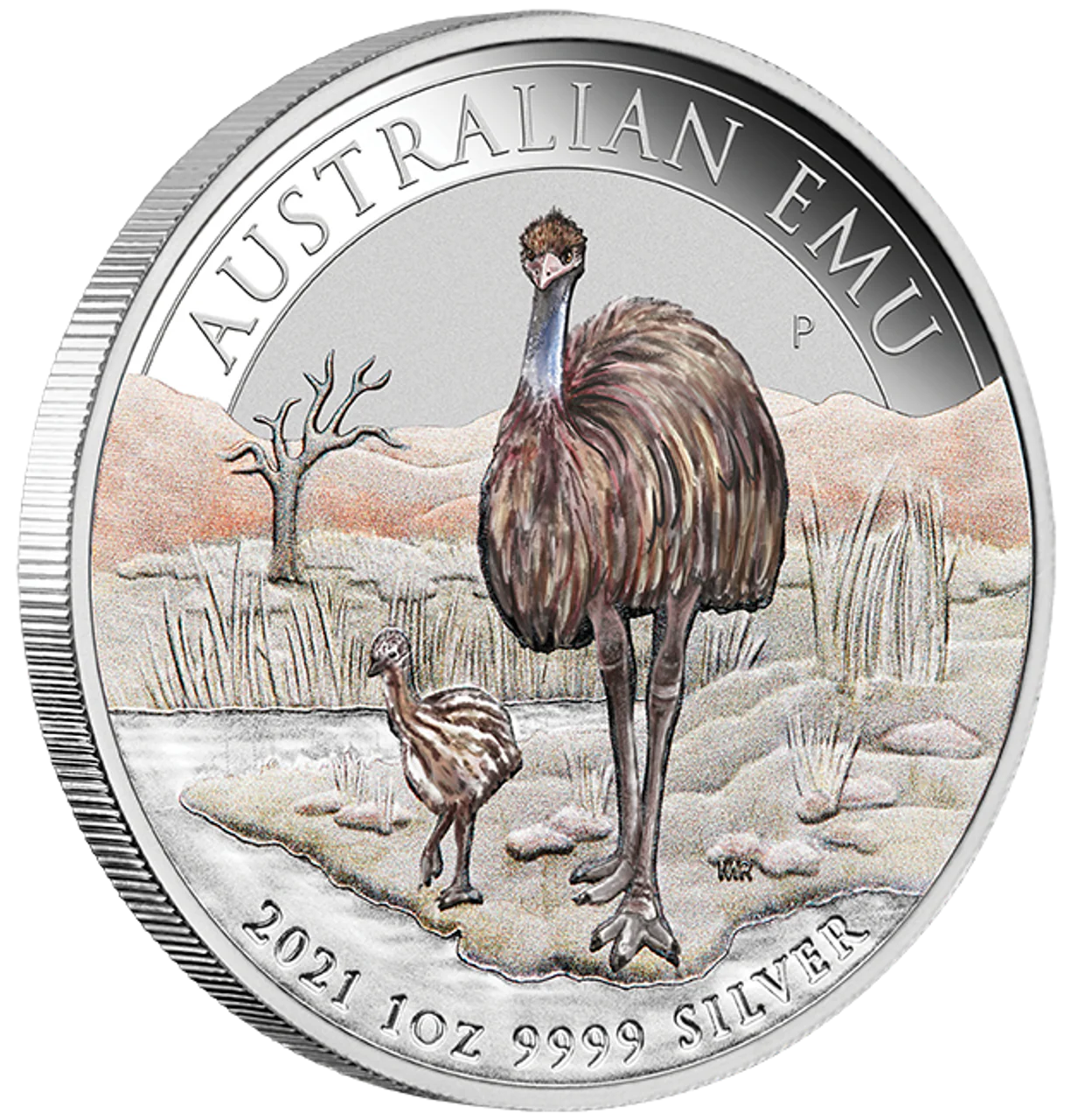 2021 $1 ANDA Melbourne Emu 1oz Silver Coloured Proof Coin