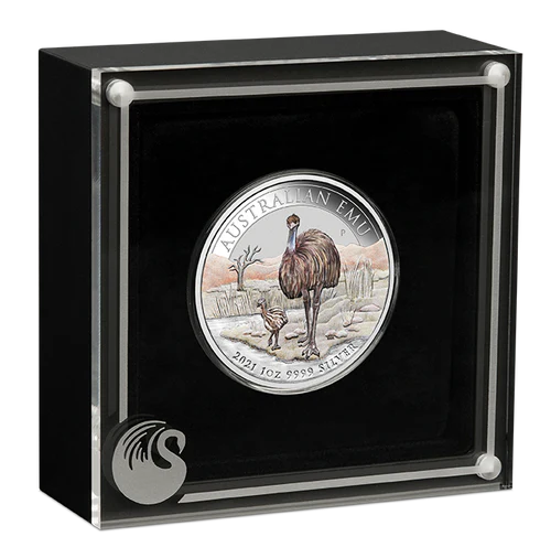 2021 $1 ANDA Melbourne Emu 1oz Silver Coloured Proof Coin - Image 2