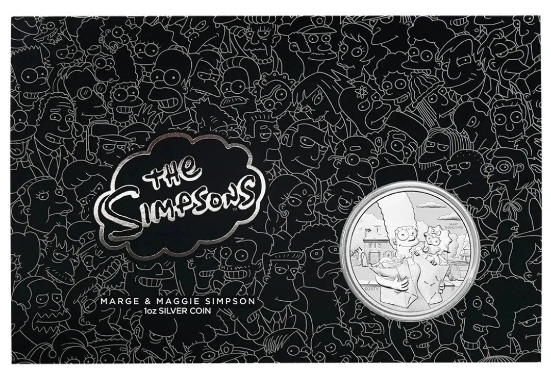 2021 $1 The Simpsons Marge & Maggie Simpson 1oz Silver Coin in Card