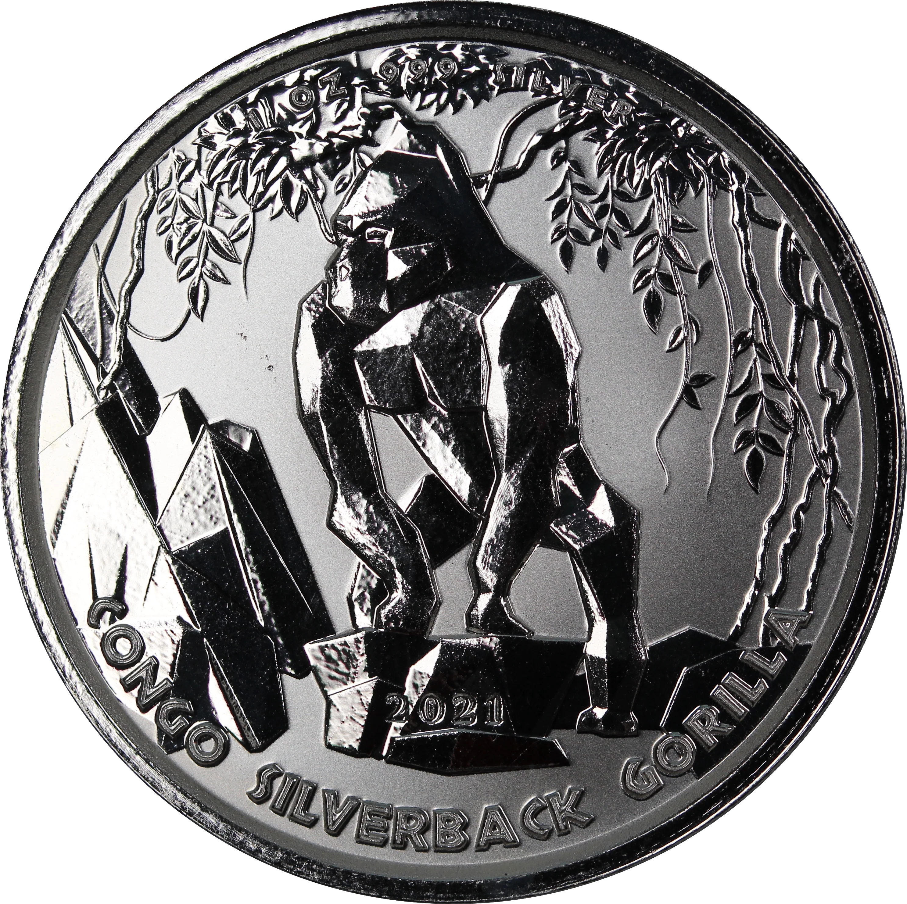 2021 500 Francs Congo Silverback Gorilla 1oz Silver Coin