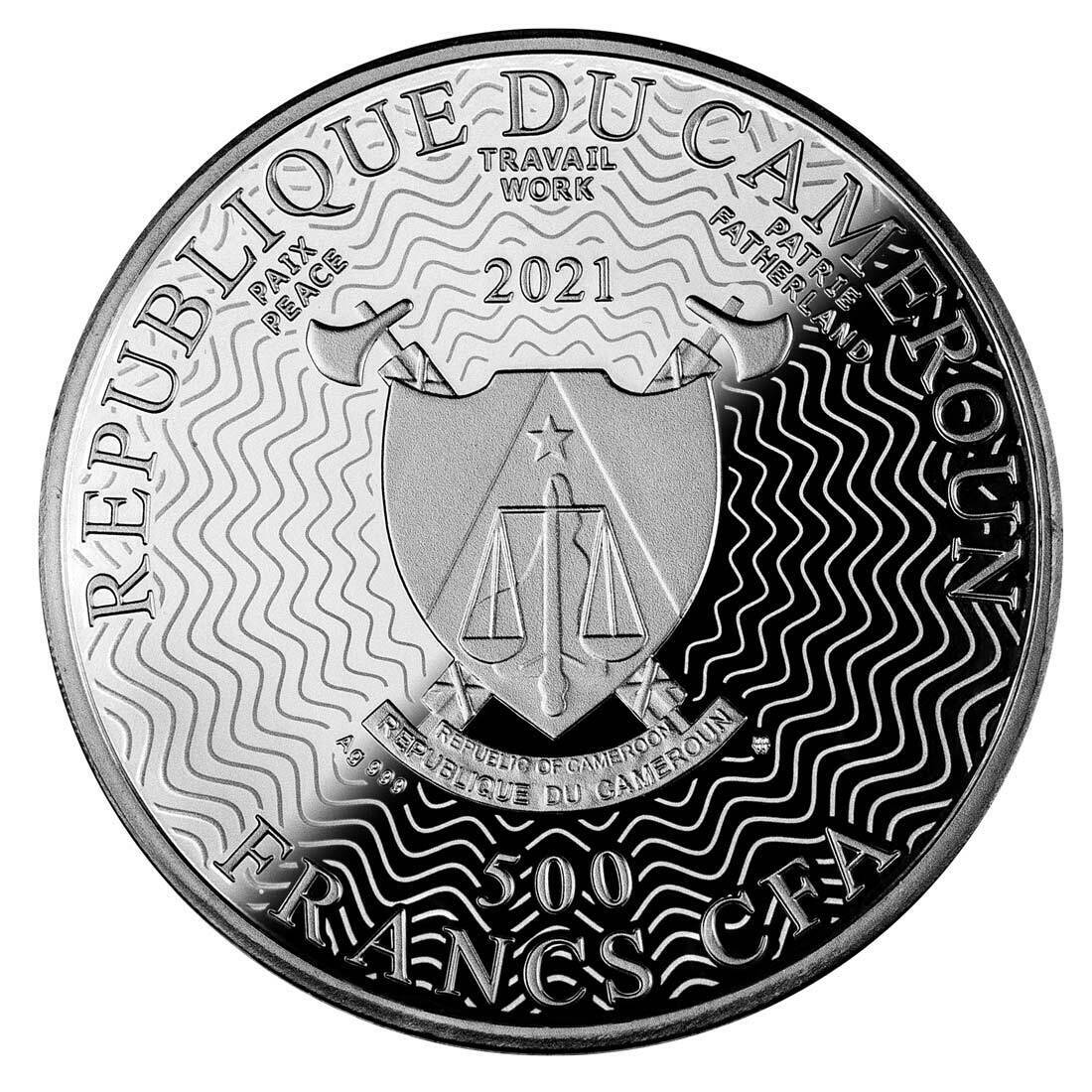 2021 Cameroon 500 Francs Silver Proof Saturn Coin - Image 3