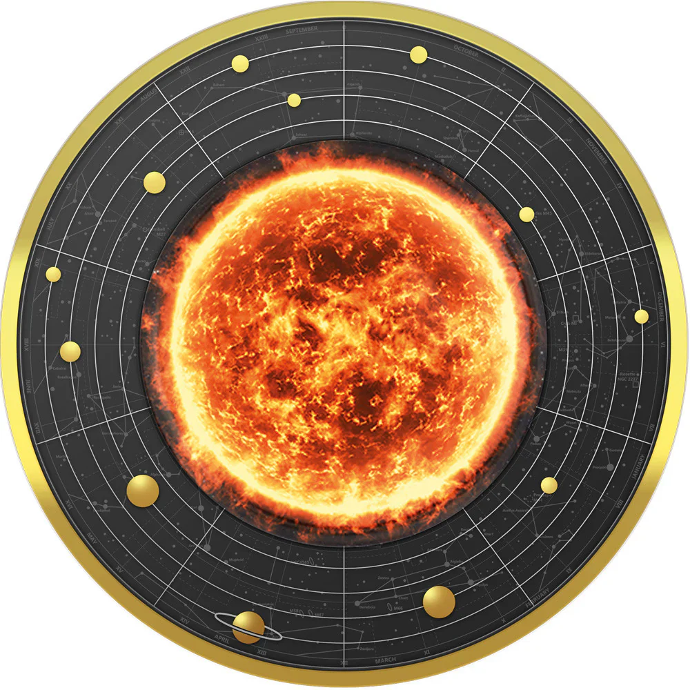 2021 Cameroon 500 Francs Silver Ruthenium Coin - Solar System - The Sun - Image 2