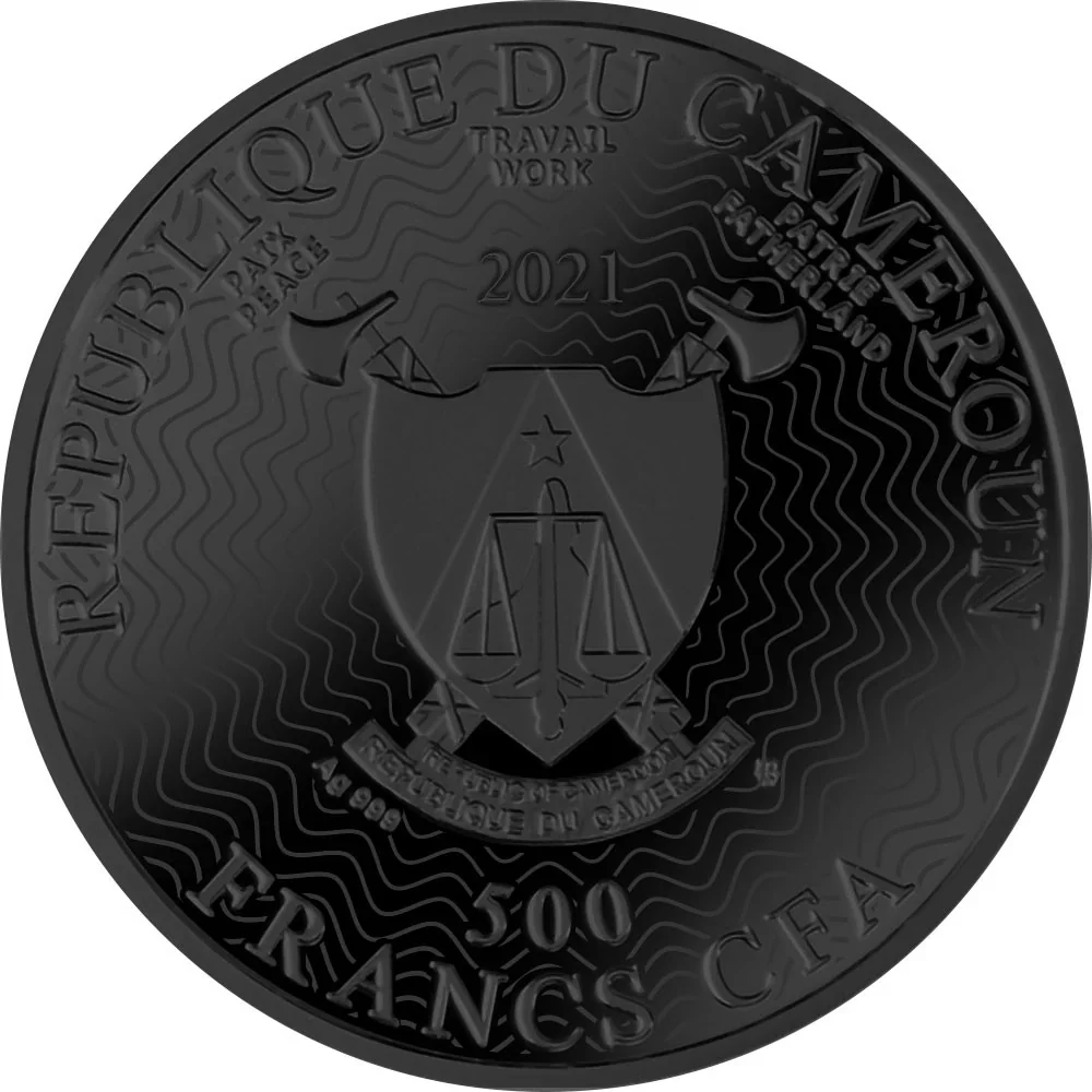 2021 Cameroon 500 Francs Silver Ruthenium Coin - Solar System - The Sun - Image 3
