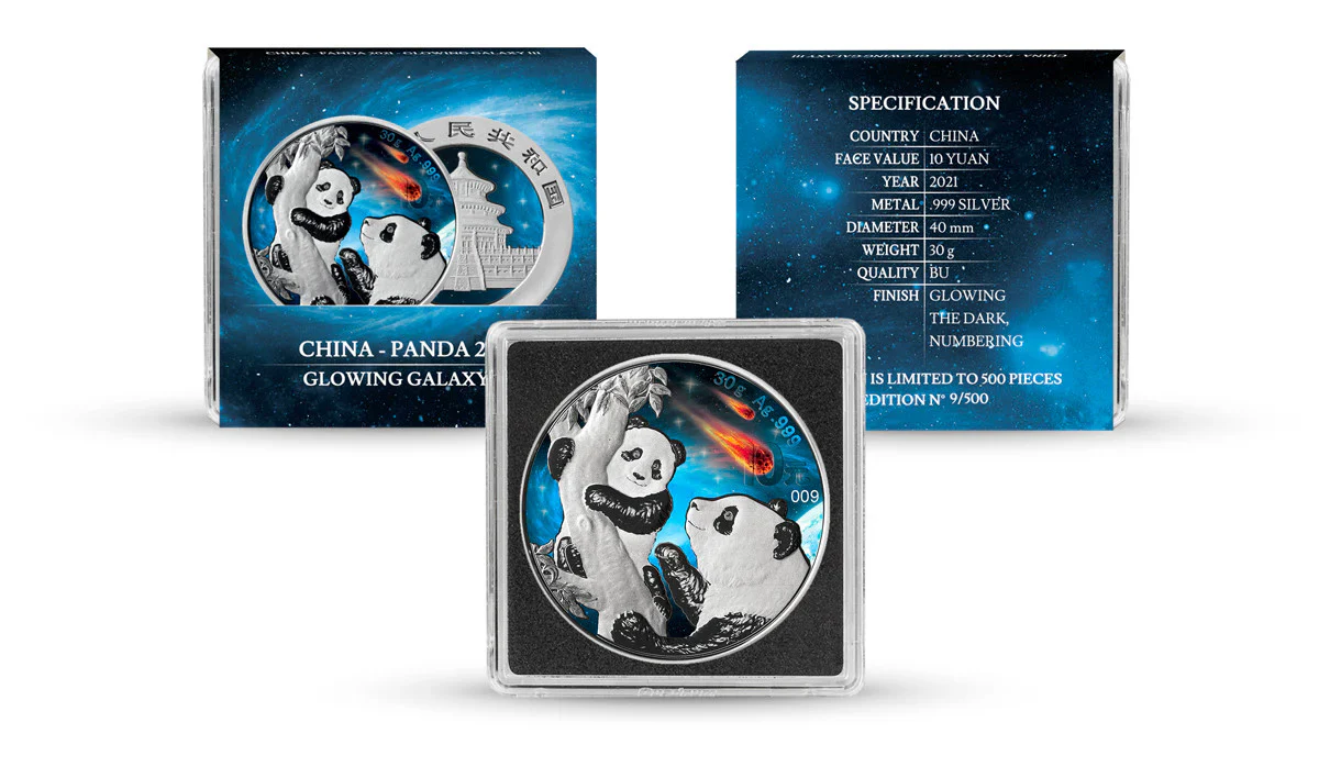 2021 China Panda Glowing Galaxy 30g Silver Coin - Image 3