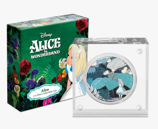 2021 Disney Alice in Wonderland - Alice 1oz Silver Coin - Image 3
