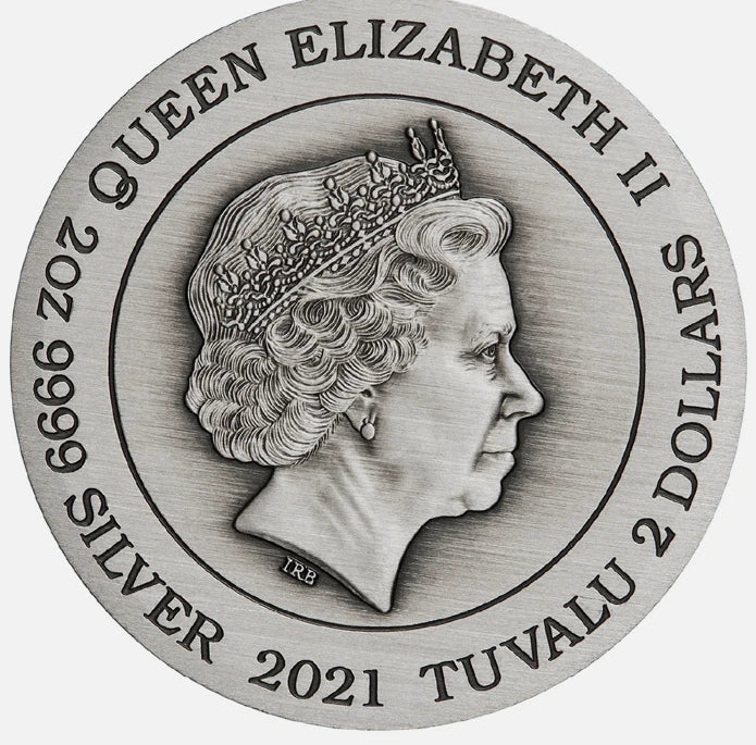 2021 Dragon & Tiger with Bagua 2oz Silver Antiqued Coin - Image 2
