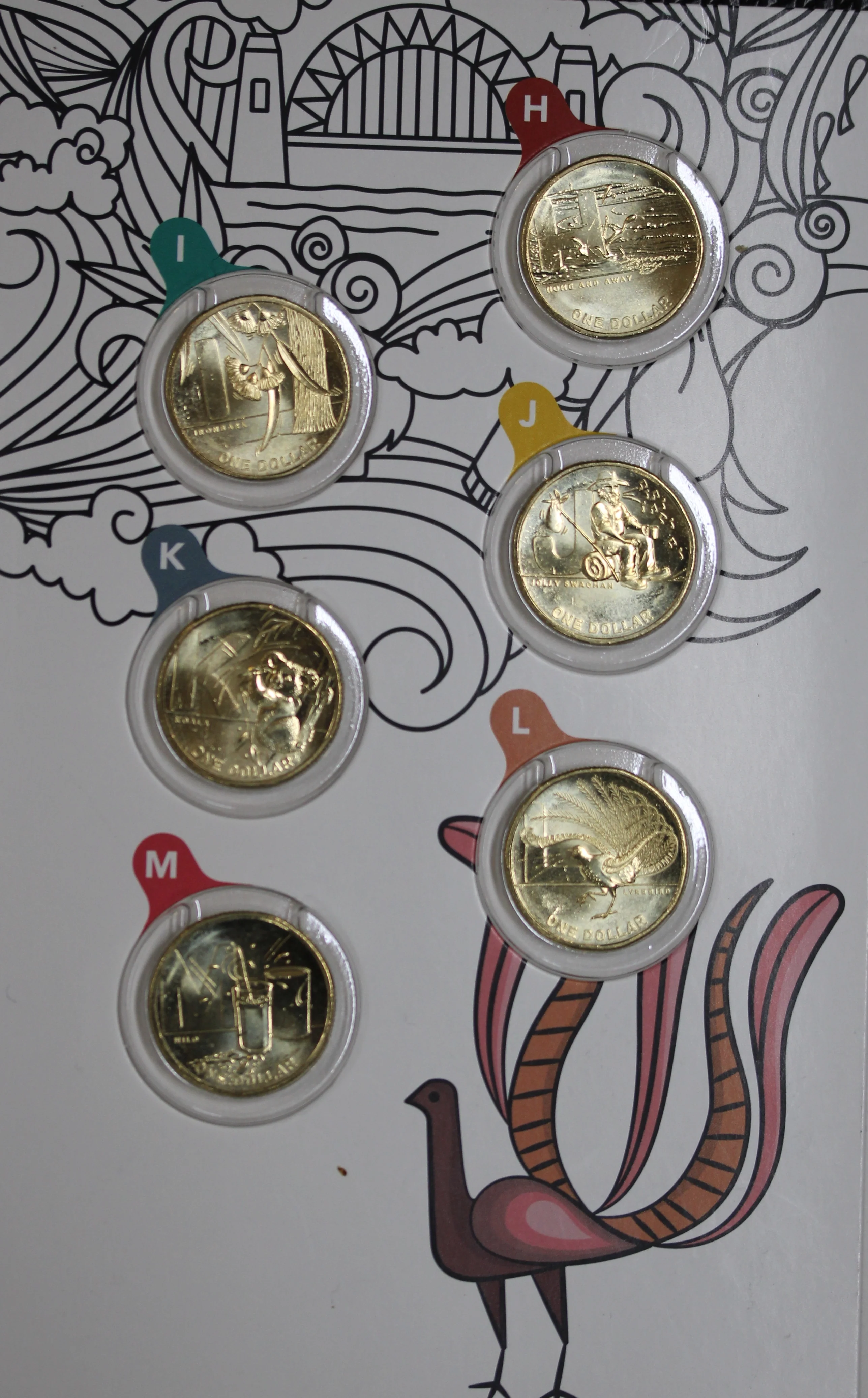 2021 Great Aussie Coin Hunt 2 - Full Set Of 26 UNC $1 Coins with Coloured Barrier Reef Coin - Image 4