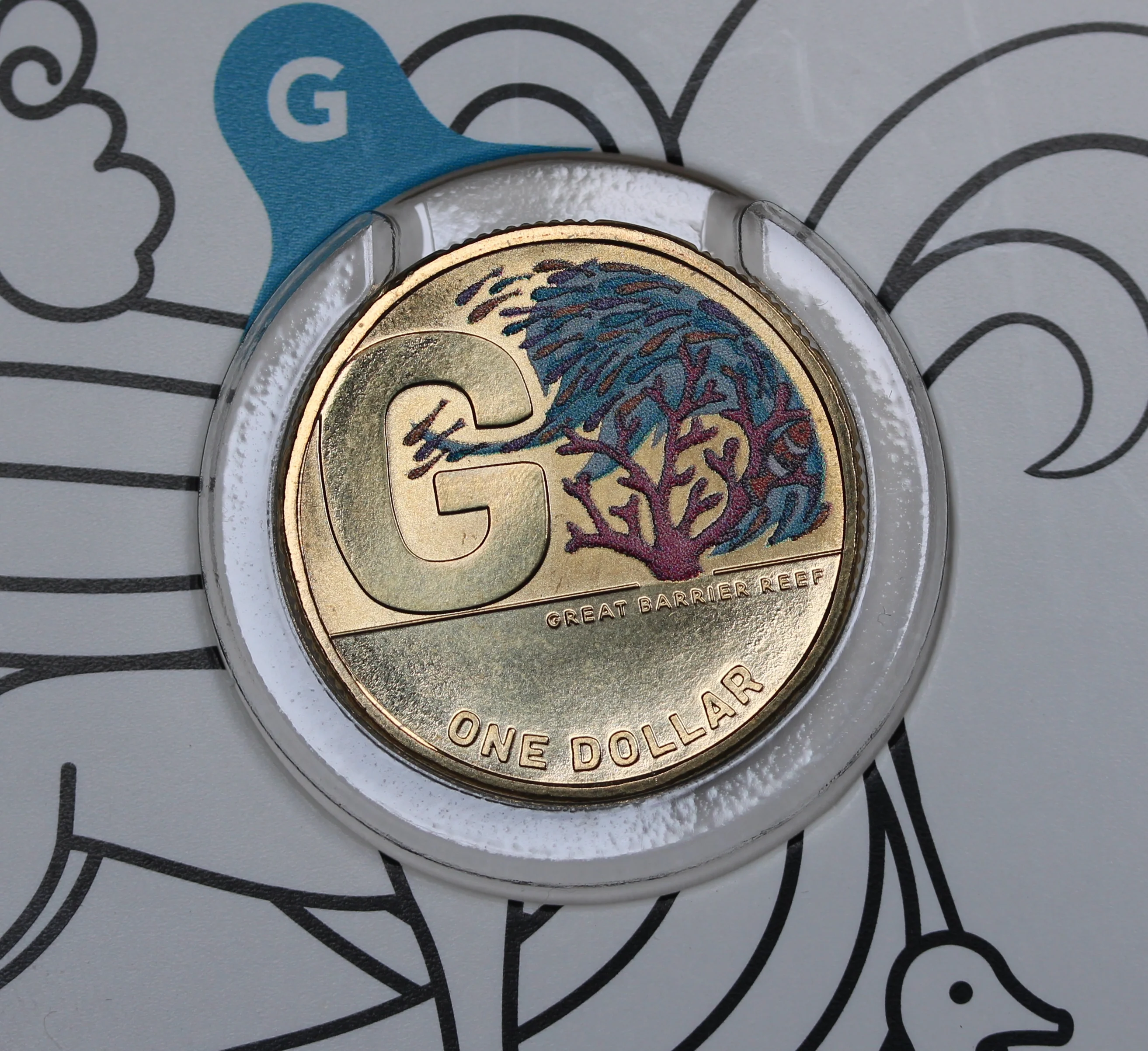 2021 Great Aussie Coin Hunt 2 - Full Set Of 26 UNC $1 Coins with Coloured Barrier Reef Coin - Image 7
