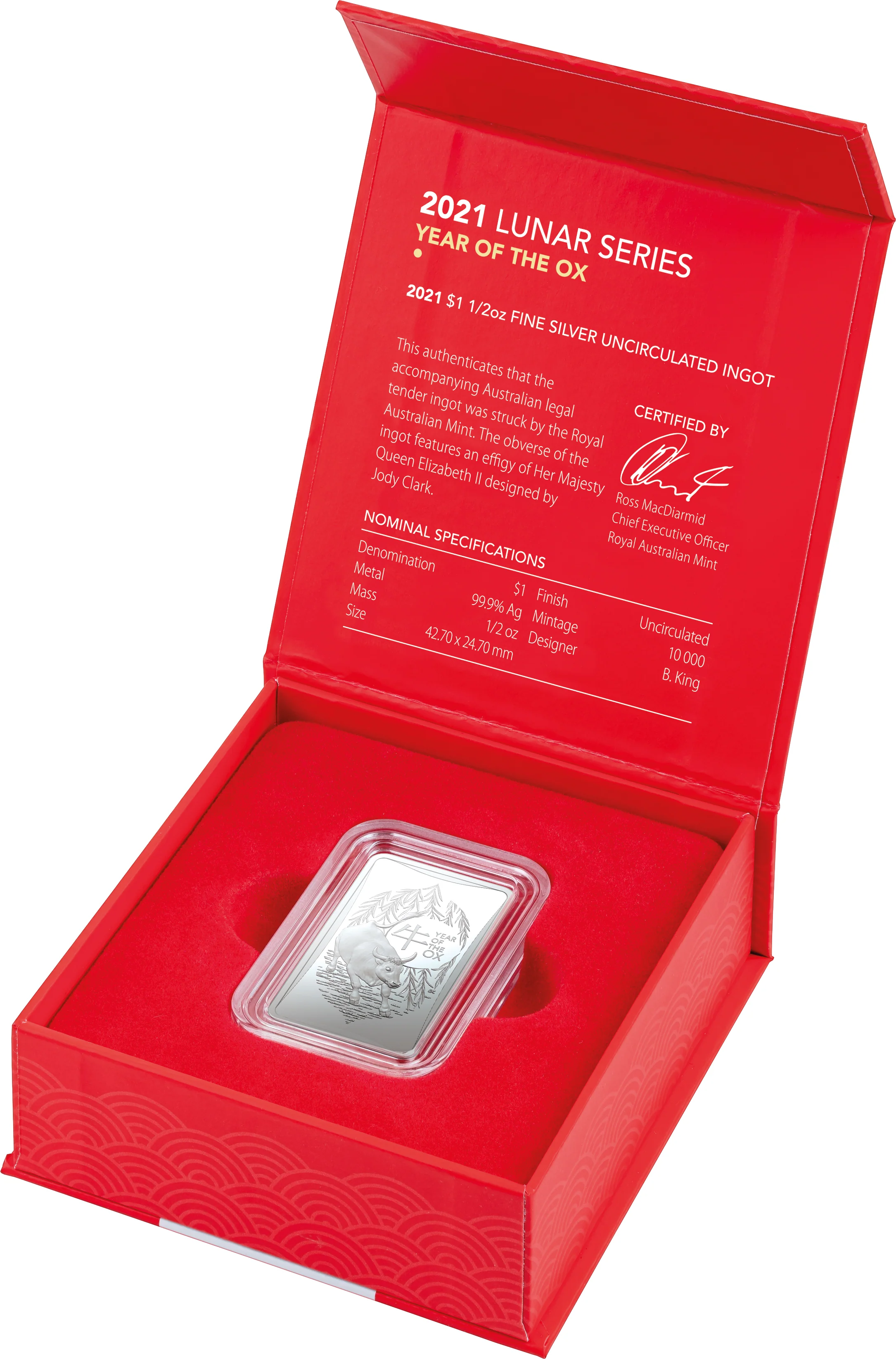 2021 Lunar Year of the Ox 1/2oz Silver Rectangular Coin - Image 3
