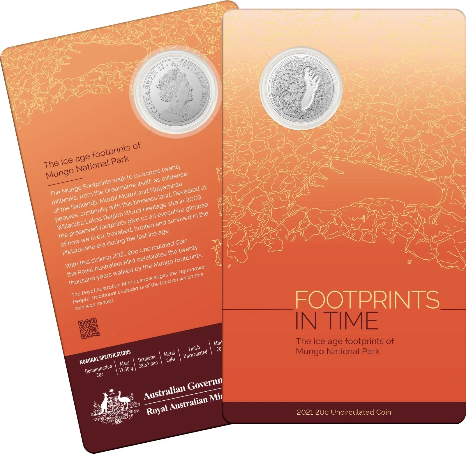 2021 Mungo Footprint 20c CuNi Unc Coin on Card