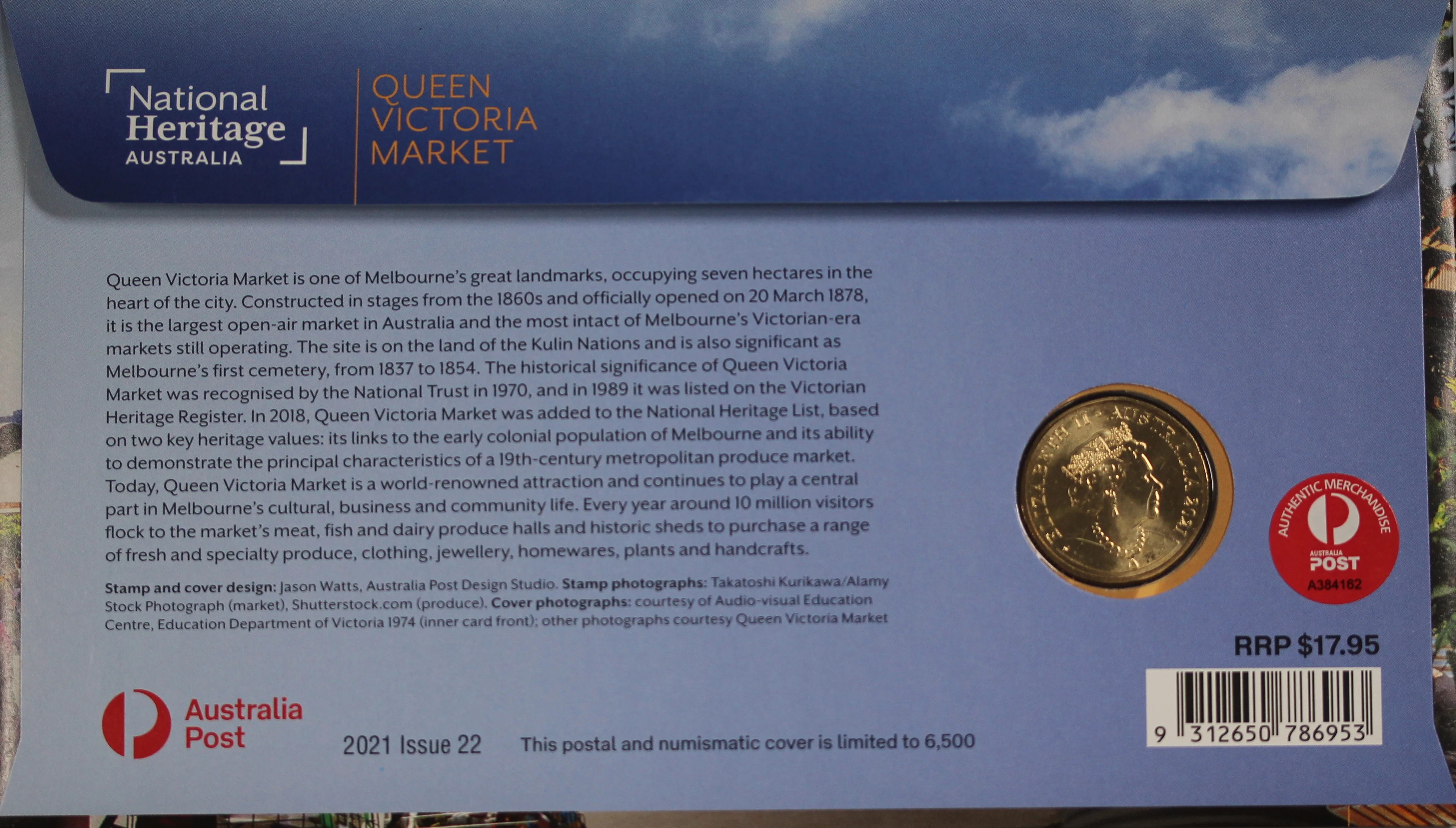 2021 'Q' Queen Victoria Market $1 PNC - Image 2