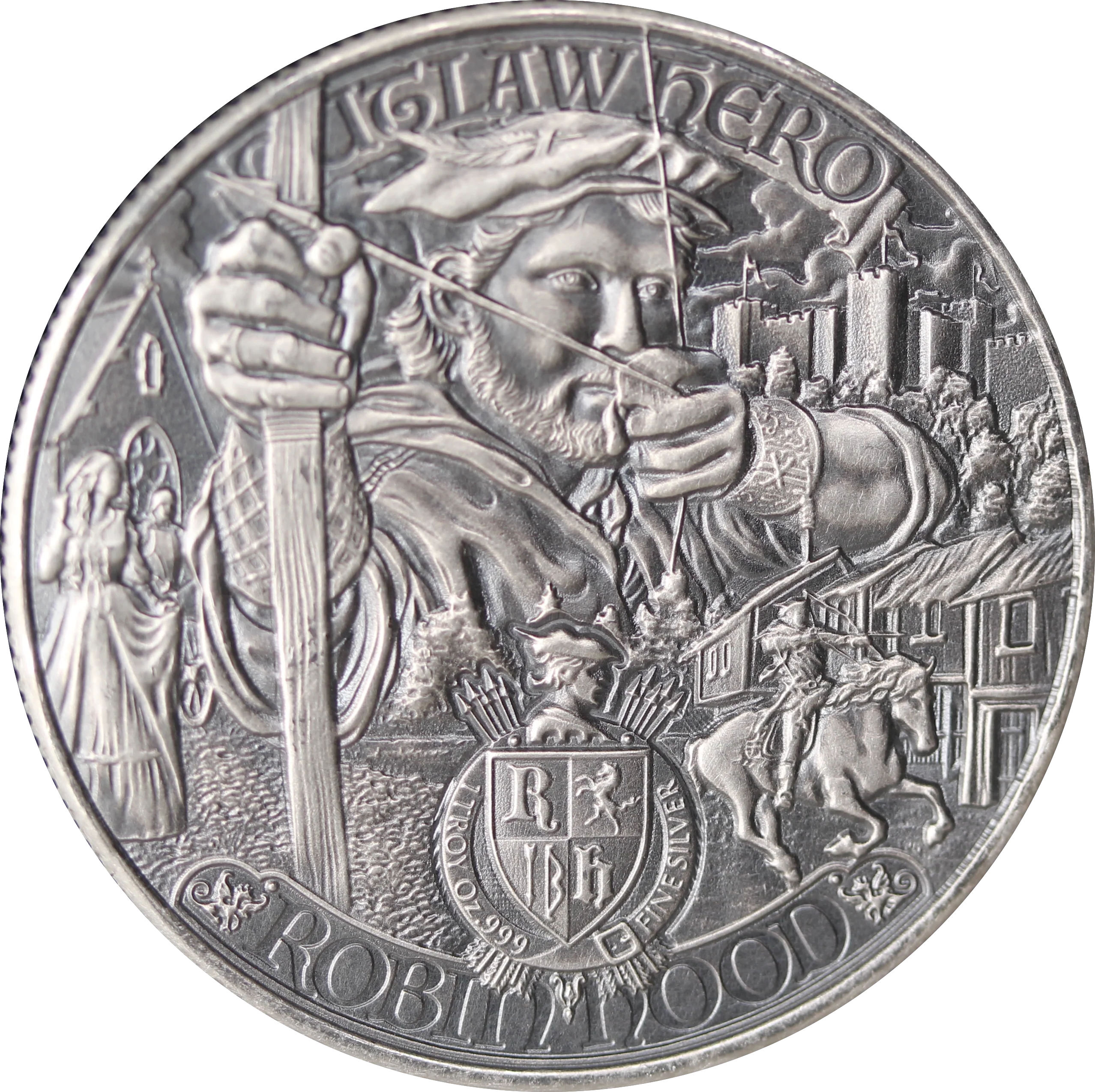 2021 Robin Hood 1oz Silver Antiqued Coin