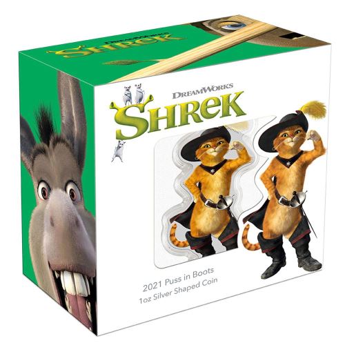 2021 Shrek - Puss in Boots Shaped 1oz Silver Coin - Image 3