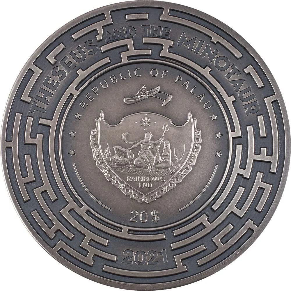 2021 Theseus and the Minotaur Antiqued 3oz Silver Coin - Image 2