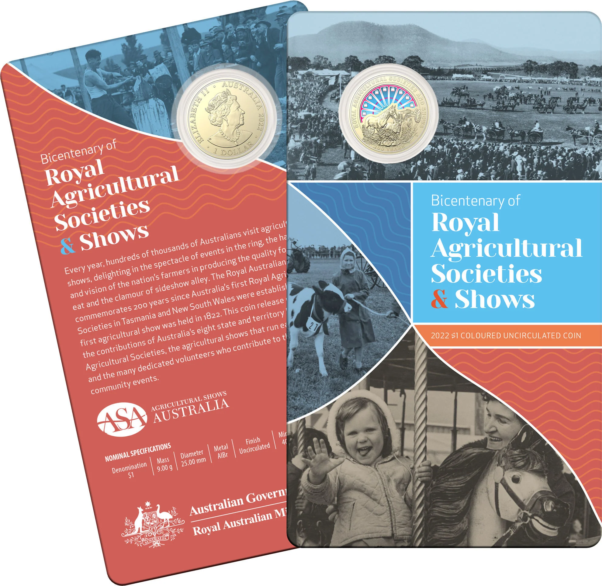2022 $1 Bicentenary of the Royal Agricultural Societies and Shows Coloured Uncirculated Coin - Image 2