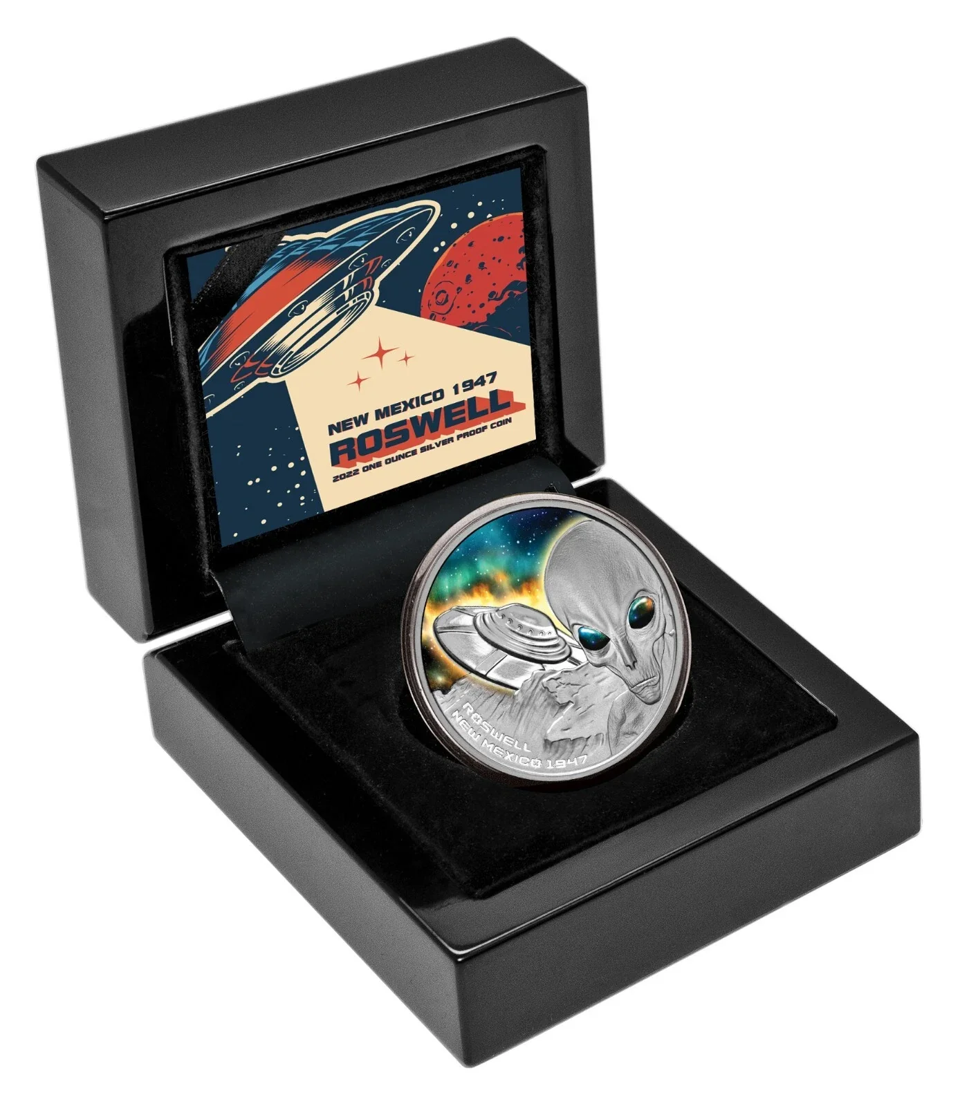 2022 Roswell 75th Anniversary Flying Saucer UFO 1oz Silver Proof Coin - Image 2
